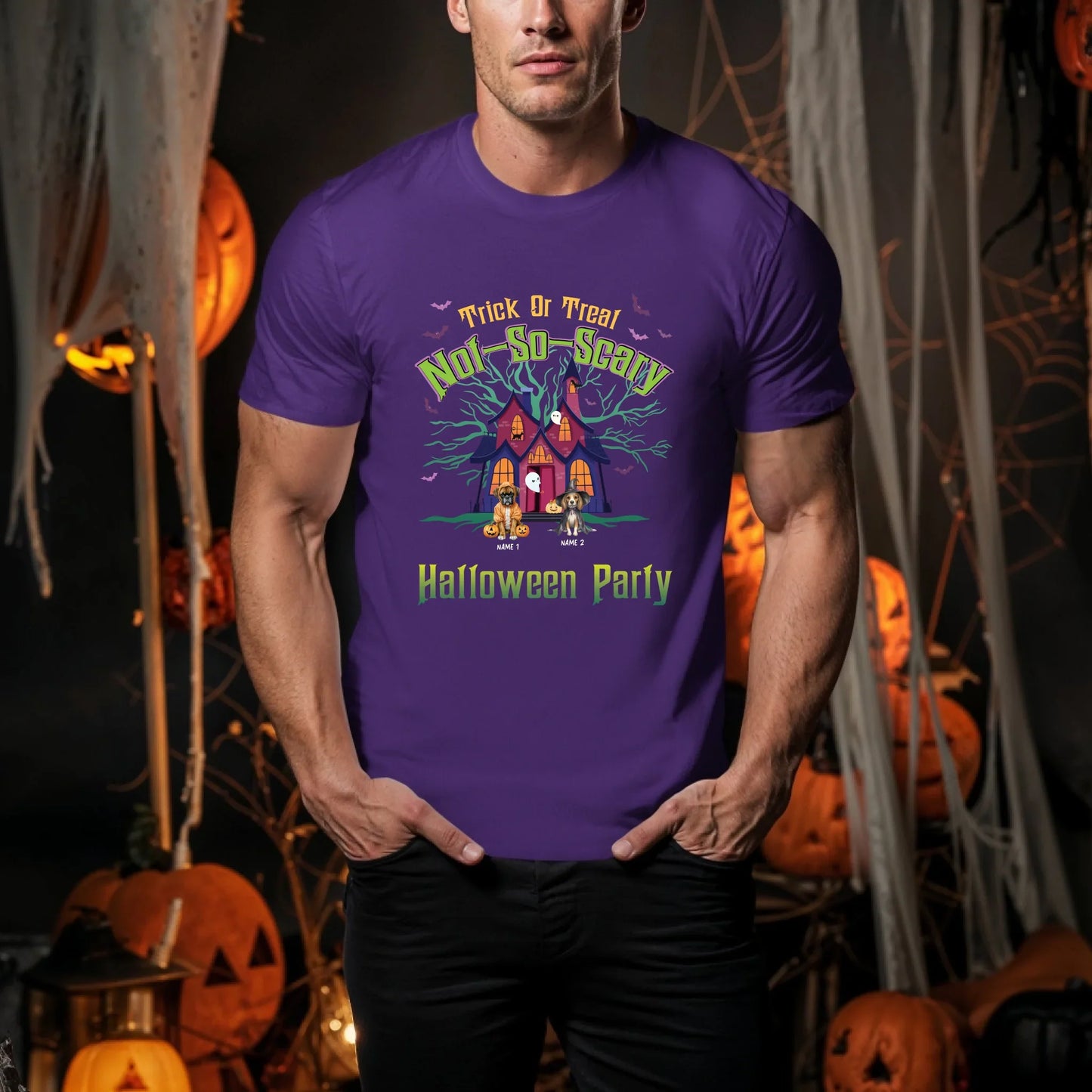 Personalized Halloween Dog Shirt – Custom Pet Names – Trick or Treat Not So Scary Tee Hoodie, Sweatshirt (Image 5)