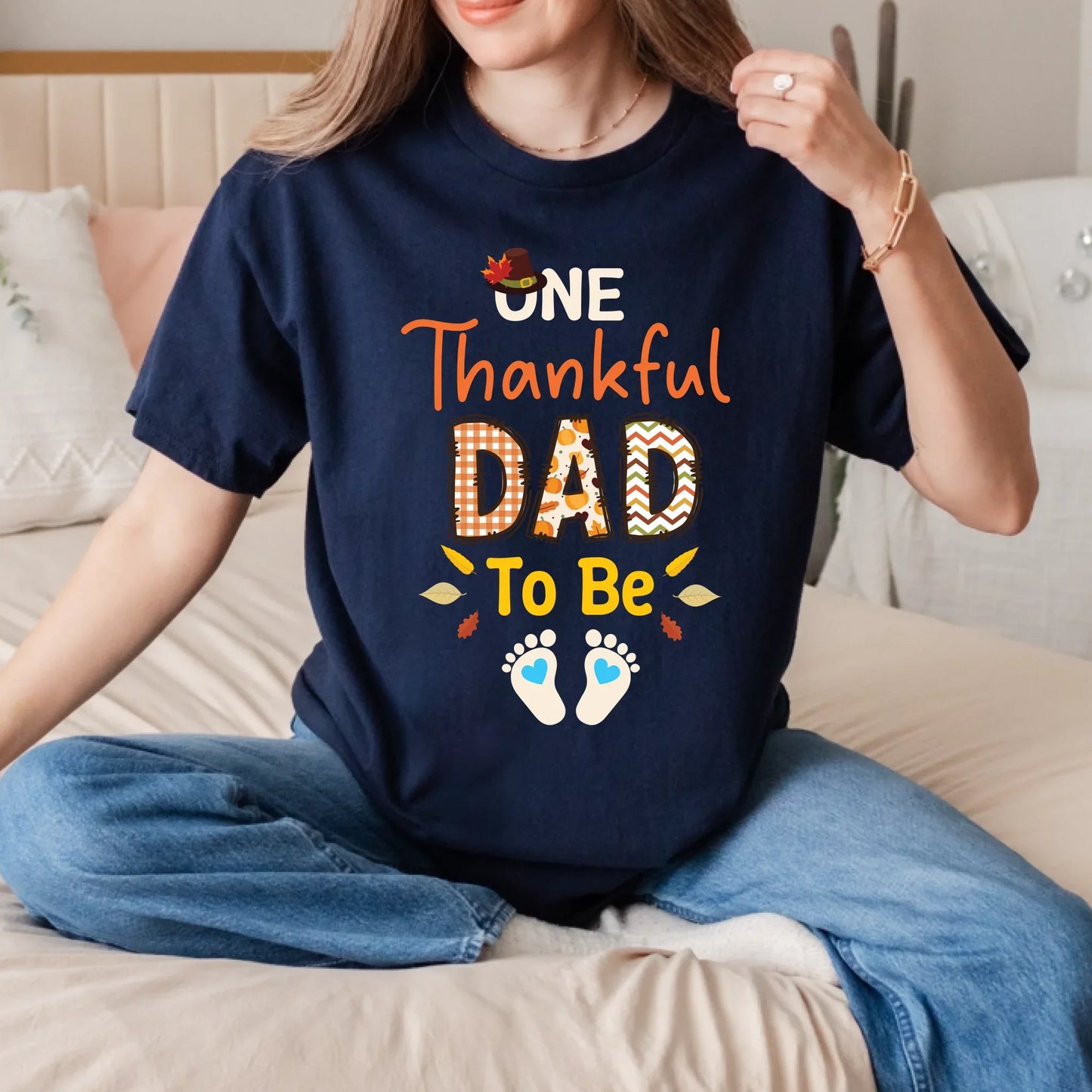 Personalized Thanksgiving Shirt – One Thankful Mom/Dad to Be – Baby Gender Reveal Fall Pregnancy Tee Hoodie,... (Image 5)