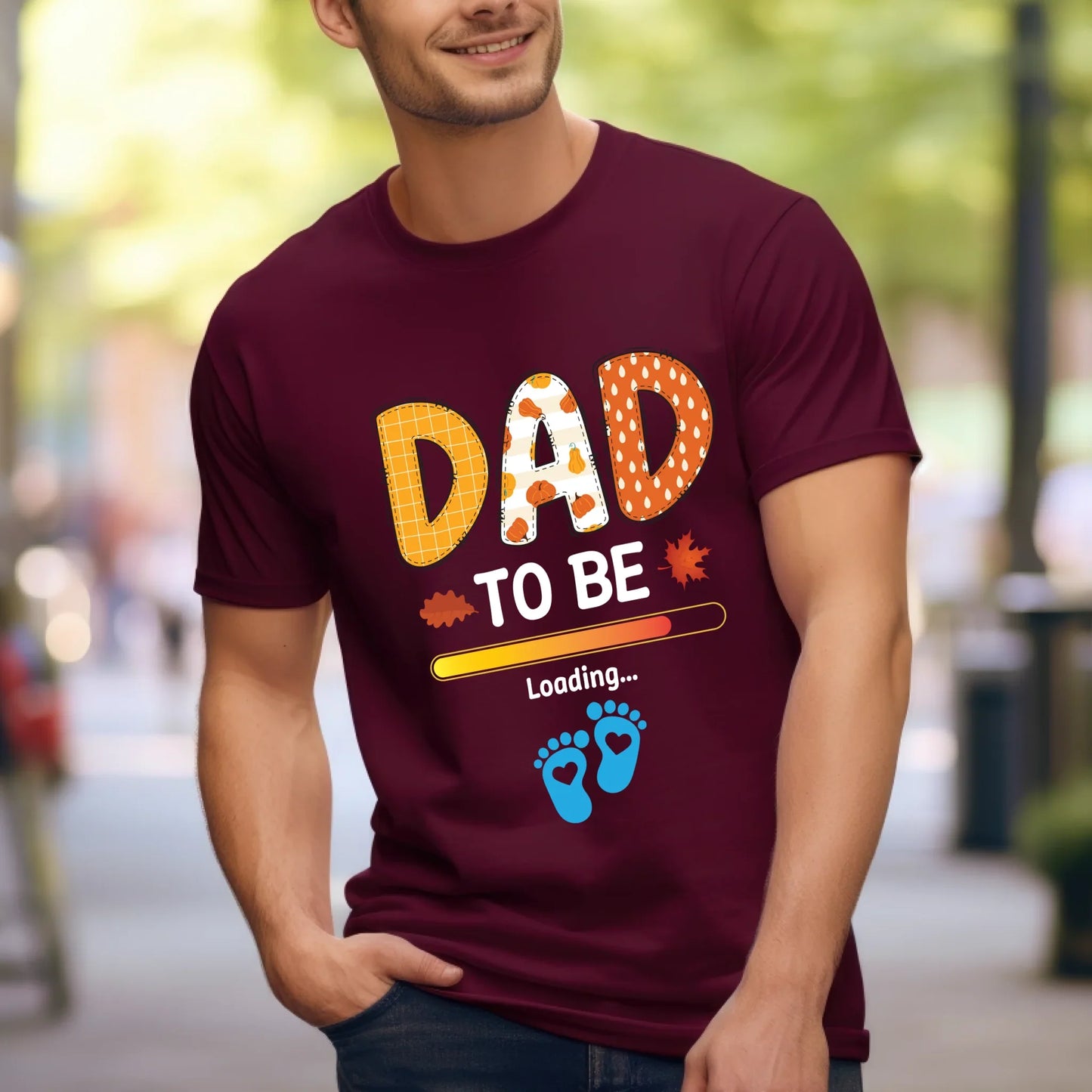 Personalized “Dad To Be” Loading Shirt – Custom Baby Gender Footprints – Funny Pregnancy Reveal Tee for Men... (Image 5)