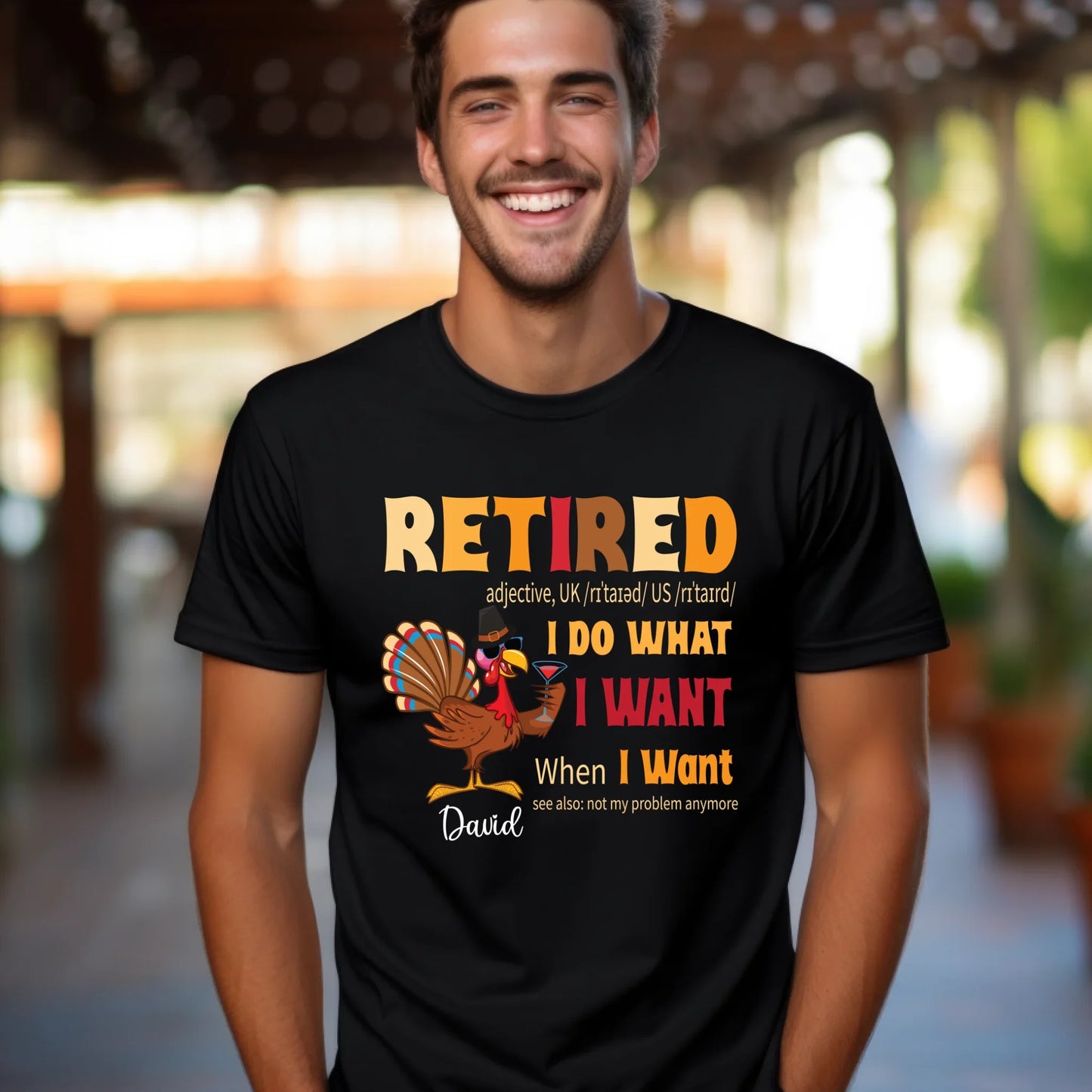 Funny Personalized Retired Thanksgiving Shirt – Custom Name Turkey Tee for Retirees Hoodie, Sweatshirt (Image 5)