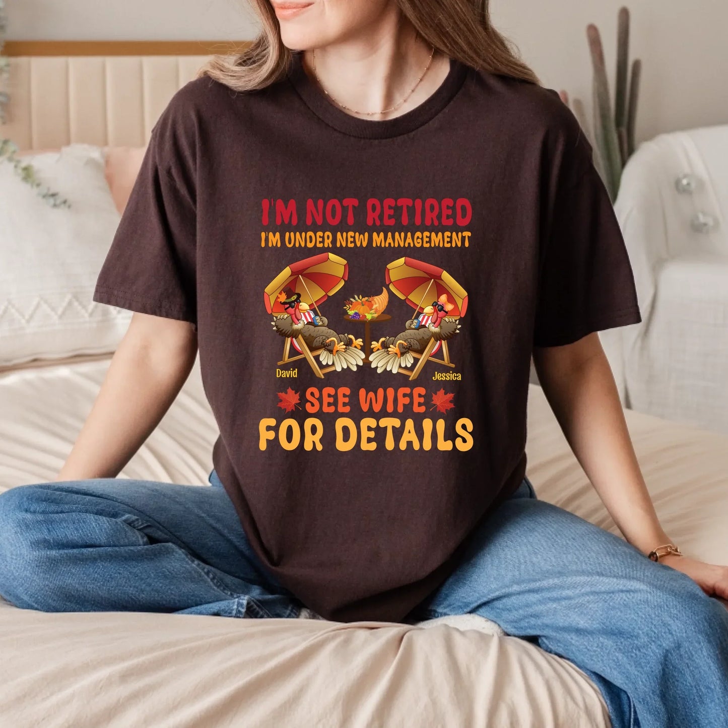 Funny Autumn Couple Shirts – Personalized “I’m Not Retired, See Wife for Details” Tees Hoodie, Sweatshirt (Image 5)