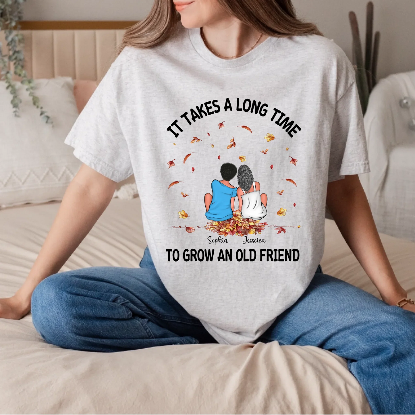 Personalized Best Friend Thanksgiving Shirt – “It Takes a Long Time to Grow an Old Friend” – Custom Names &... (Image 5)