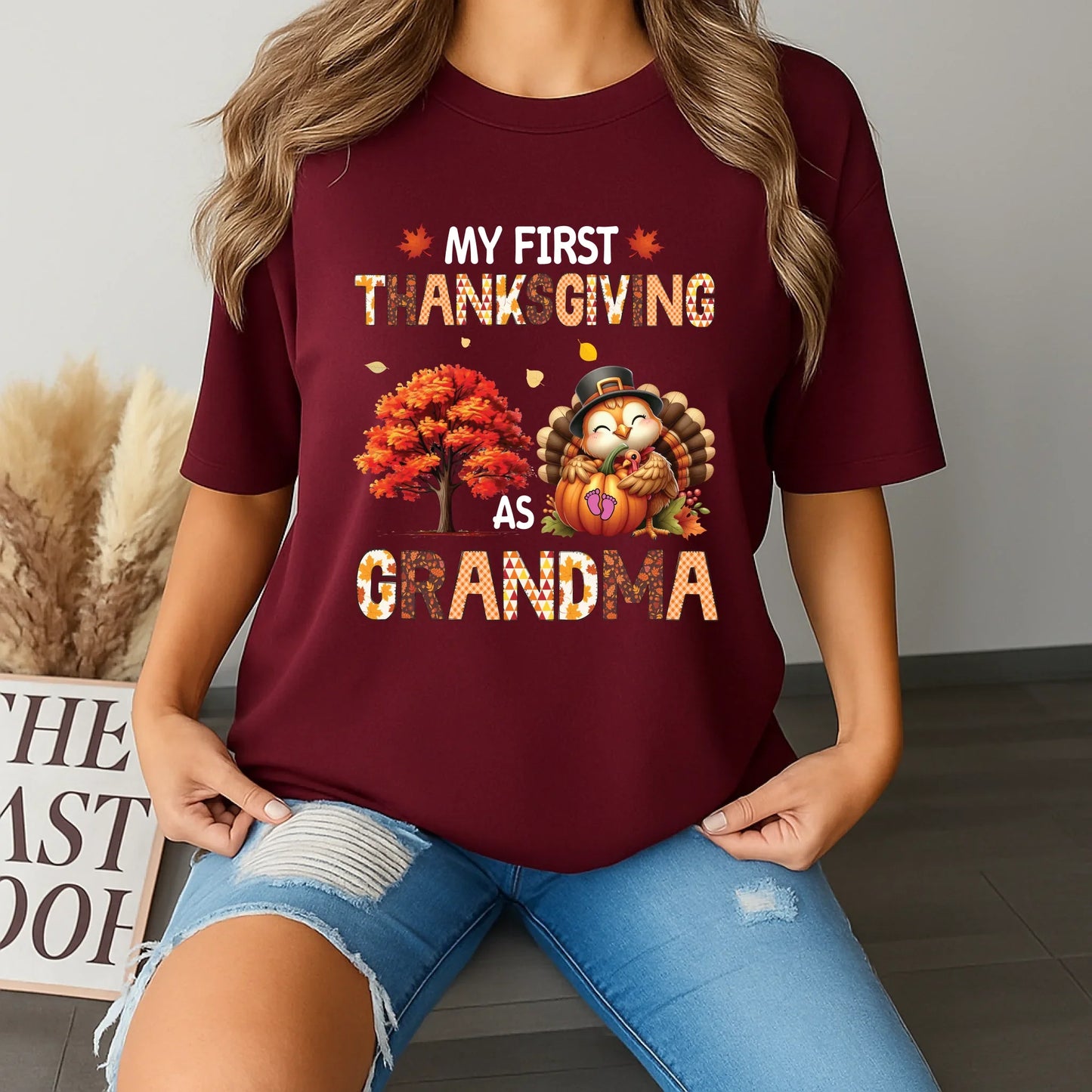 Personalized “My First Thanksgiving As...” Shirt – Custom Title (Mama, Grandma, Daddy...) – Cute Turkey Fall... (Image 5)
