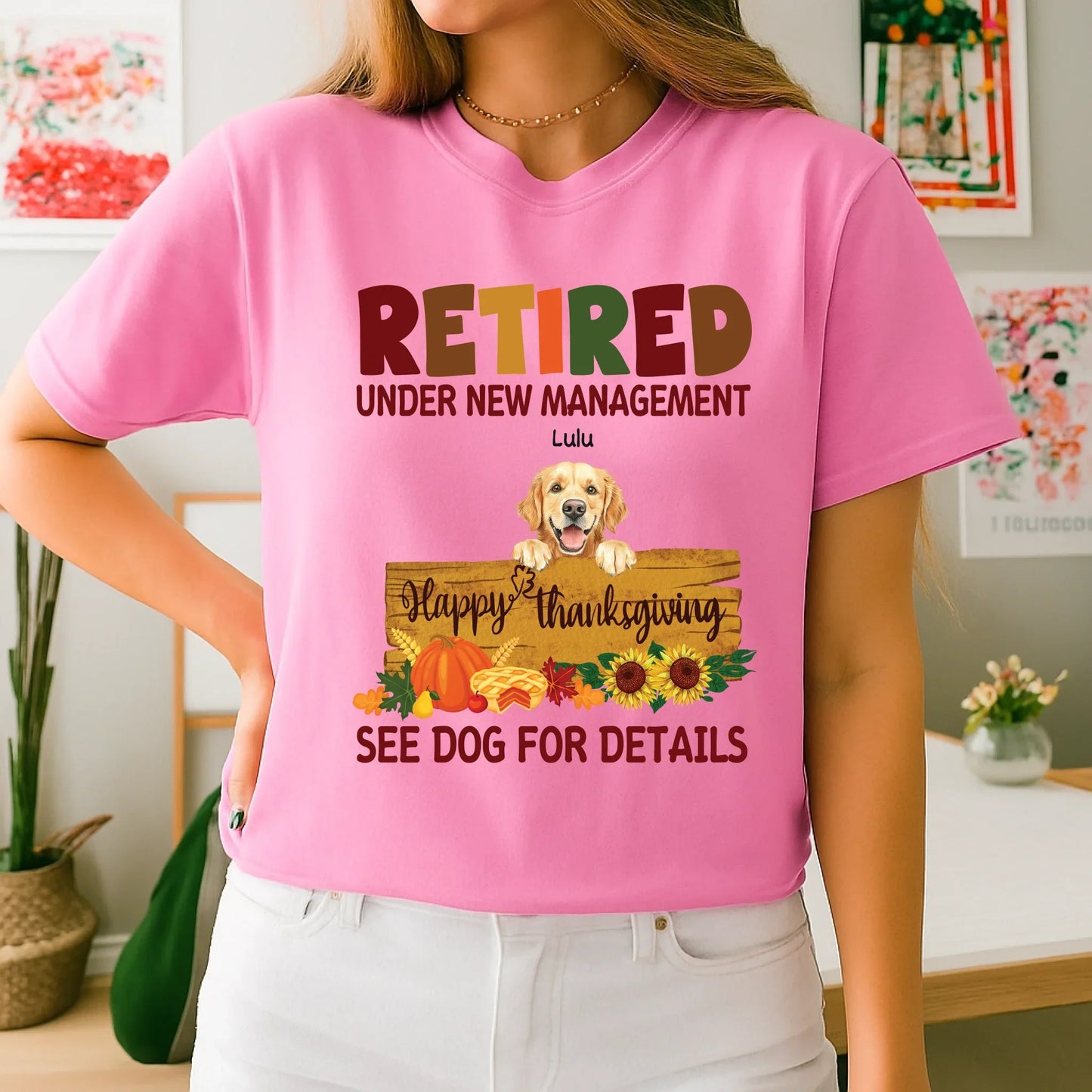 Personalized Retired Dog Lover Thanksgiving Shirt – “See Dogs for Details” Custom Name & Breed Tee Hoodie,... (Image 5)