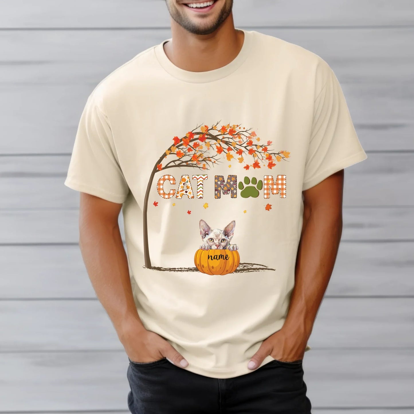 Personalized Cat Mom Thanksgiving Shirt – Custom Cat Breeds, Names & Number – Fall Pumpkin Design Hoodie,... (Image 5)