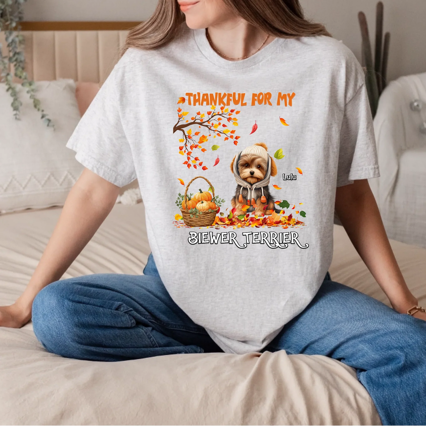 Personalized Thanksgiving T-Shirt – Thankful for My Cat or Dog – Custom Pet Name & Breed Gift Hoodie, Sweatshirt (Image 5)