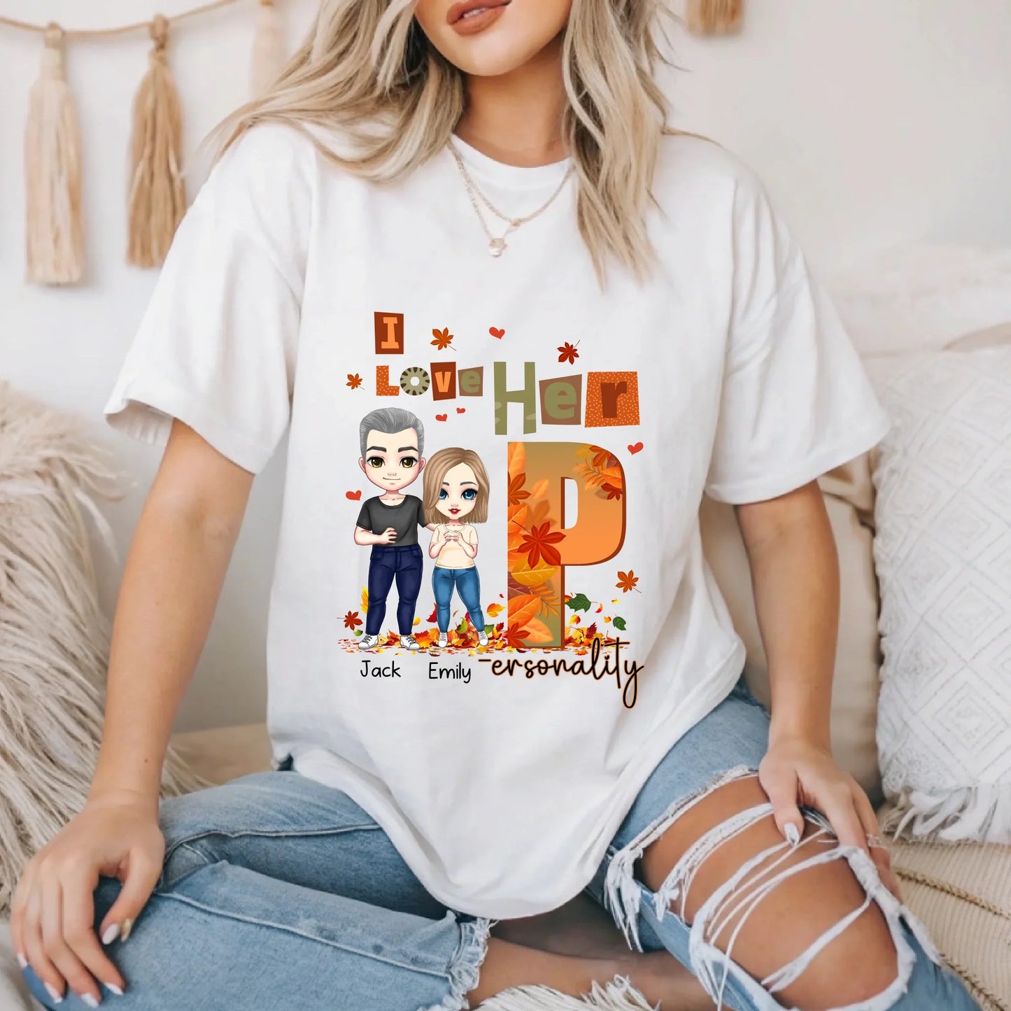 Personalized Couple Shirt – Custom Names & Characters – Funny I Love Her/His Personality Fall Matching Tees... (Image 5)