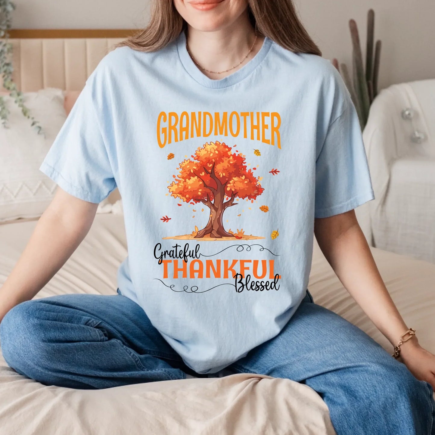 Personalized Grateful Thankful Blessed Mama Shirt – Custom Kids’ Names – Fall Family Tree Thanksgiving Tee... (Image 5)