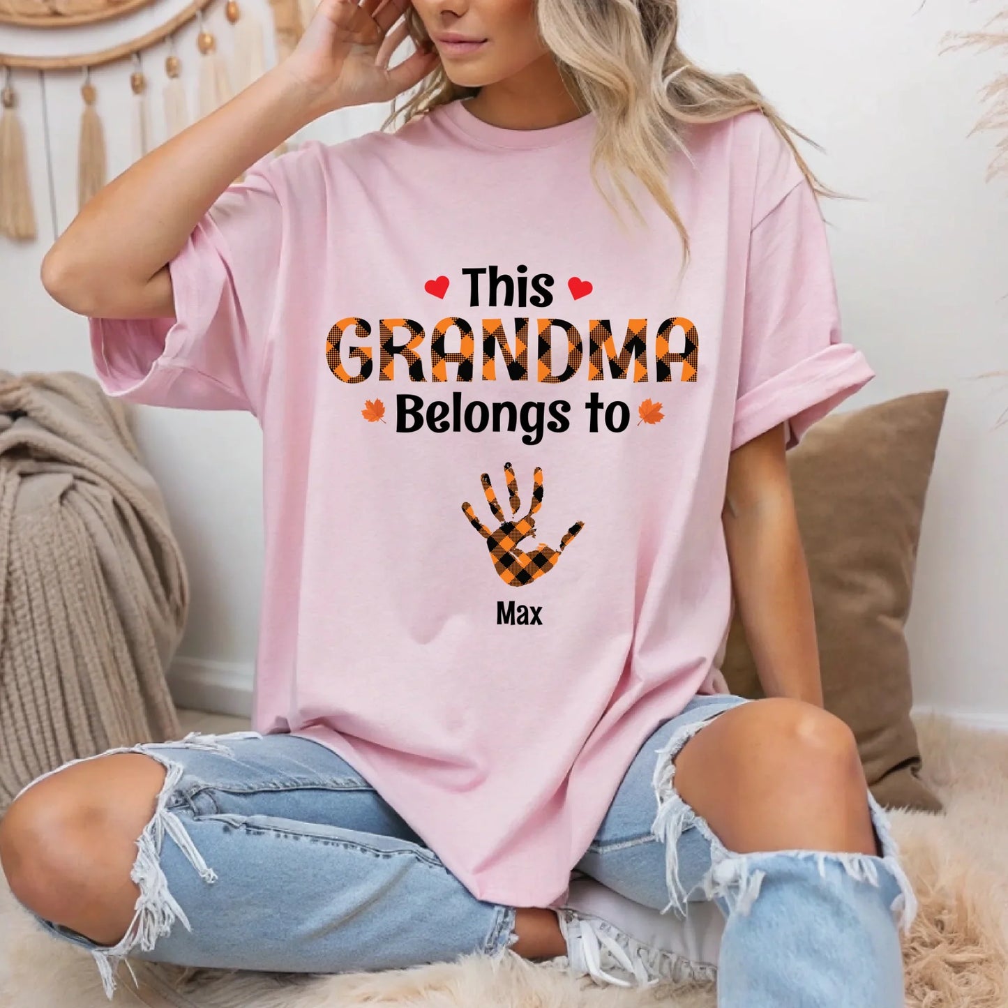This Grandma/Nana Belongs To Shirt – Personalized Grandkids Names with Handprints Hoodie, Sweatshirt (Image 5)