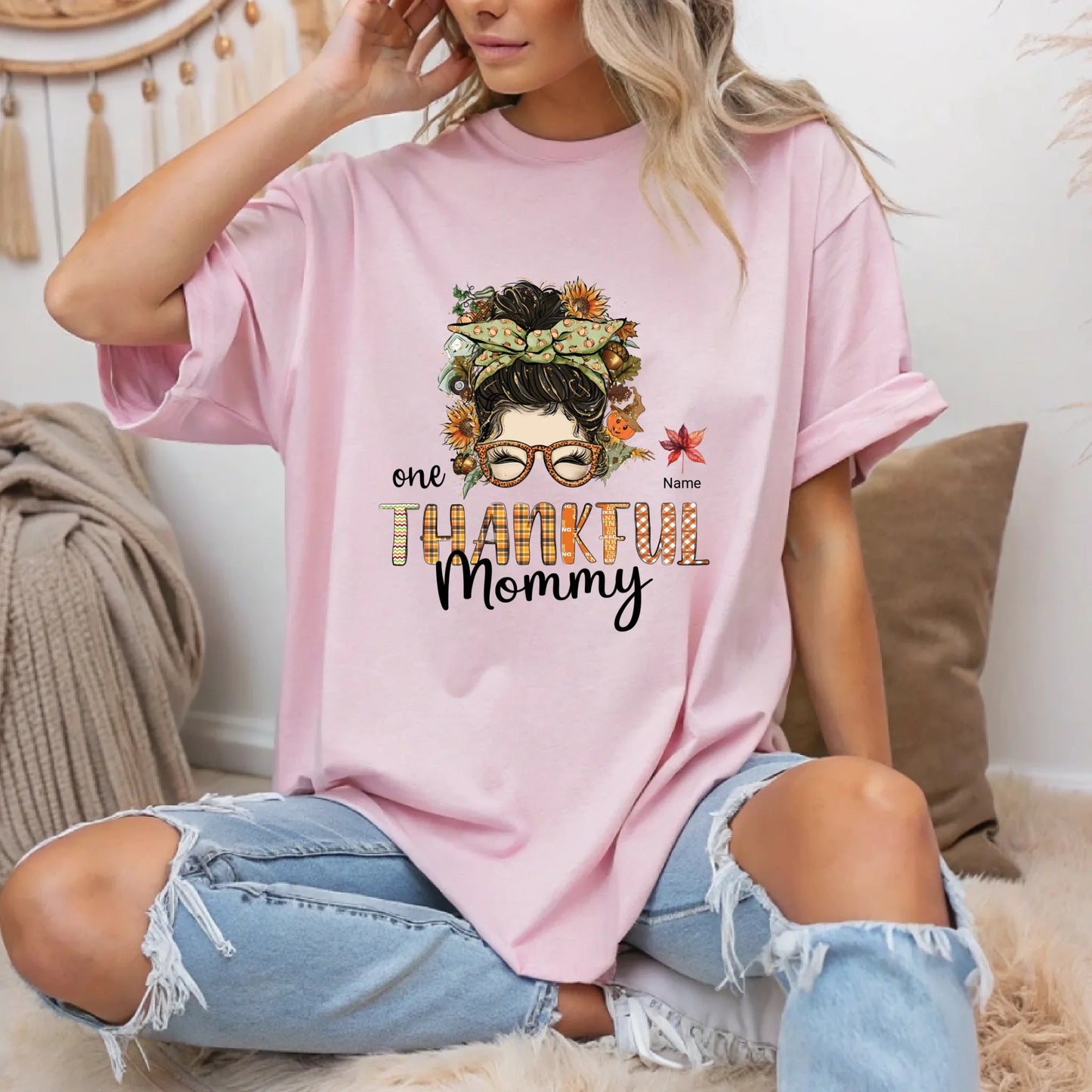 Personalized One Thankful Nana/Mommy Shirt – Custom Kids Names Fall Tee Hoodie, Sweatshirt | InkThreadWorks.com (Image 5)