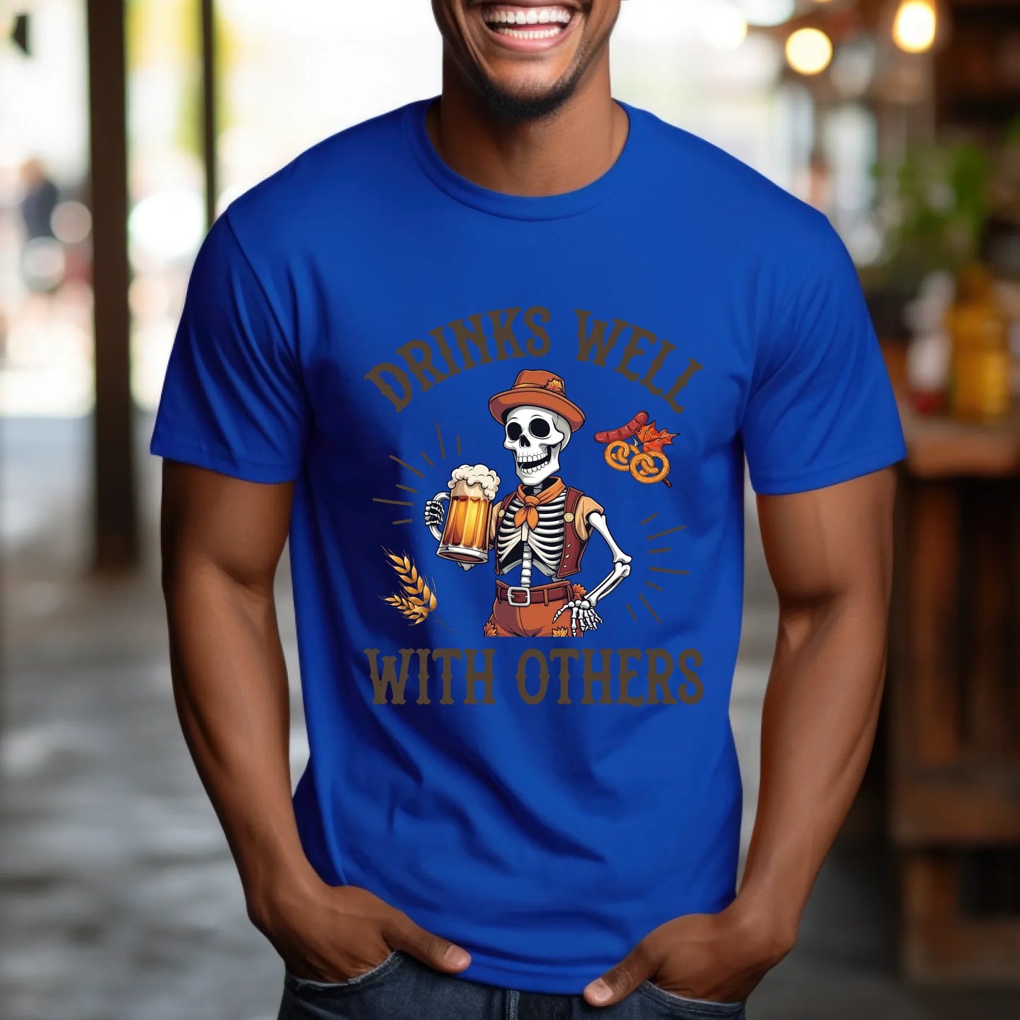 Drinks Well With Others T-Shirt – Funny Skeleton Beer Lover Tee Hoodie, Sweatshirt | InkThreadWorks.com (Image 5)
