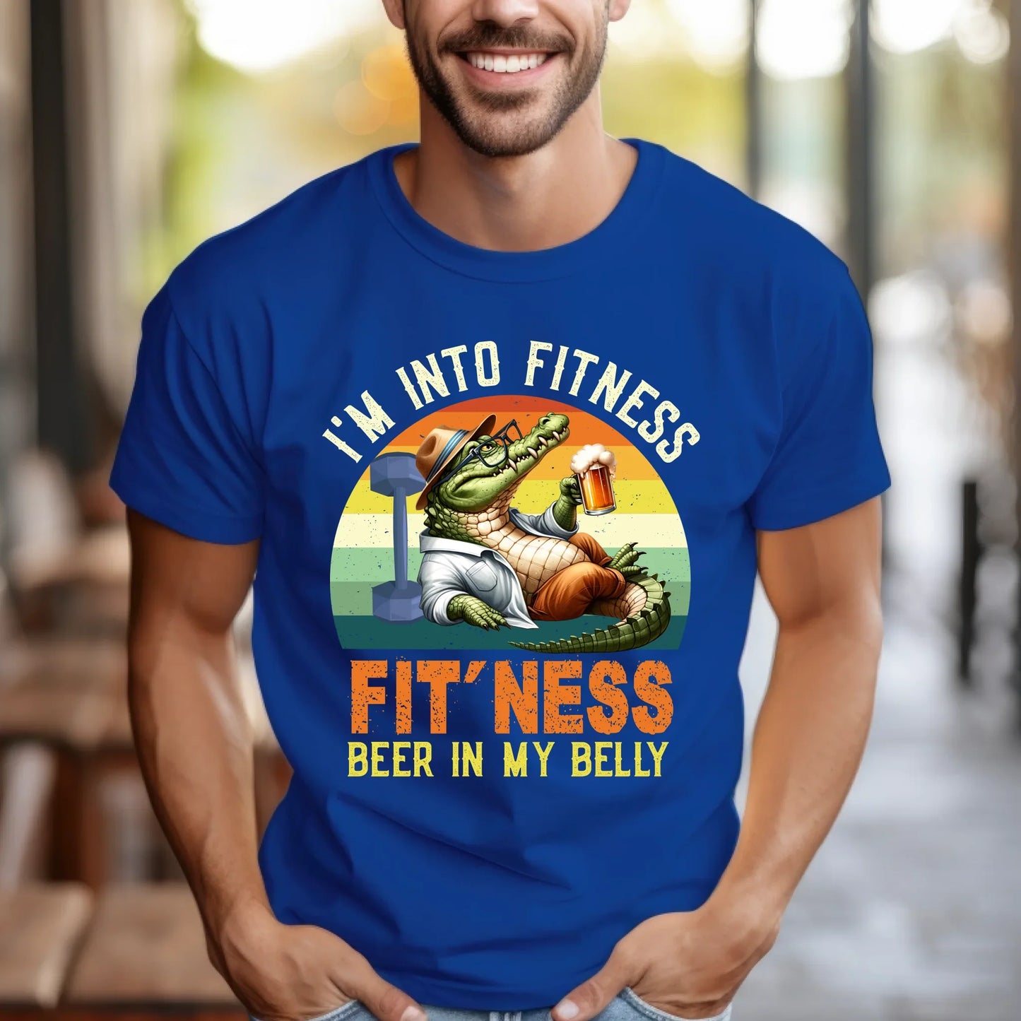 Custom “I’m Into Fitness – Fit’ness Beer In My Belly” T-Shirt – Personalized Funny Animal Beer Lover Tee... (Image 5)