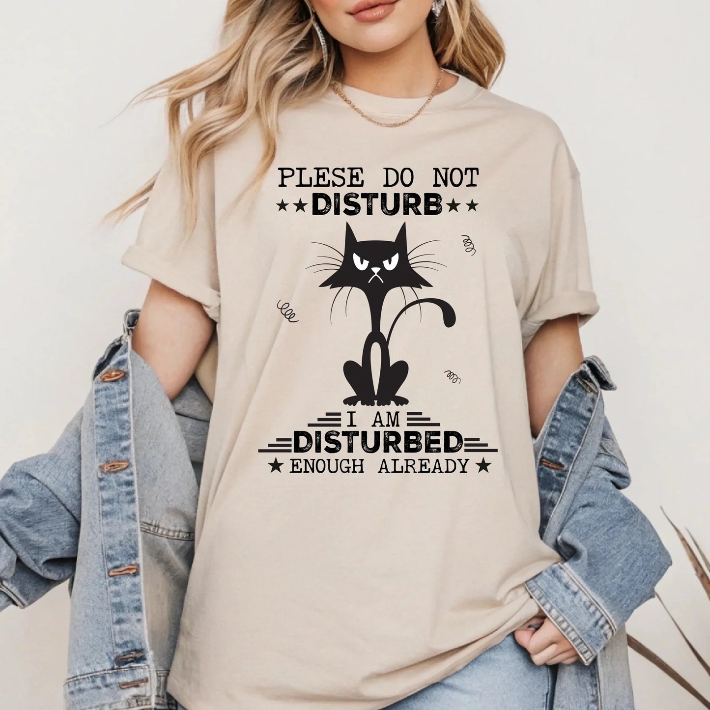 Funny Cat Shirt – Please Do Not Disturb T-Shirt – I Am Disturbed Enough Already Graphic Tee for Cat Lovers... (Image 5)