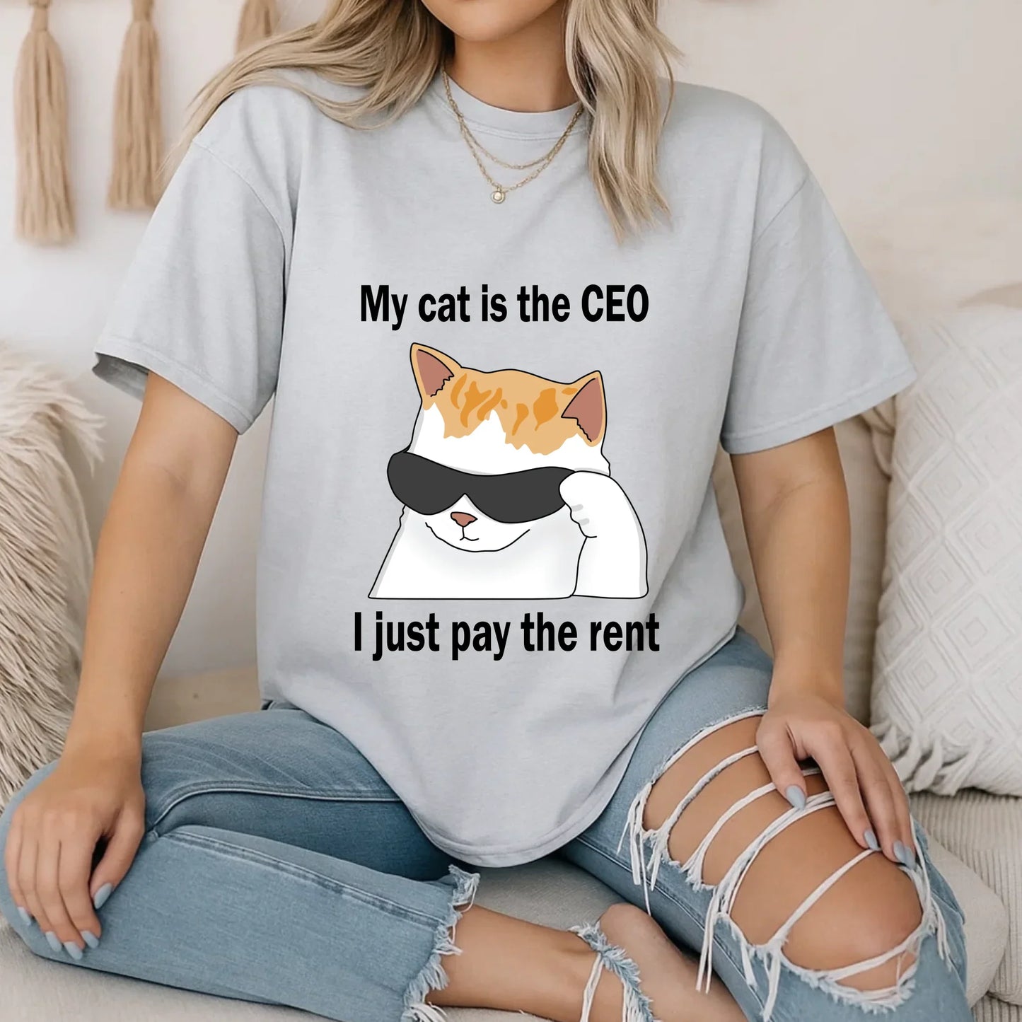 My Cat is the CEO T-Shirt – Funny Cat Lover Graphic Tee – Pet Owner Humor Shirt Hoodie, Sweatshirt (Image 5)