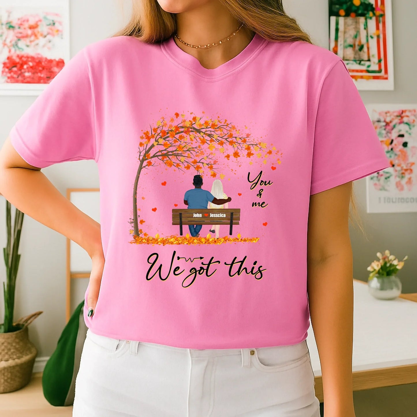 Personalized Couple Fall Shirt – Custom Names & Characters Hoodie, Sweatshirt | InkThreadWorks.com (Image 5)