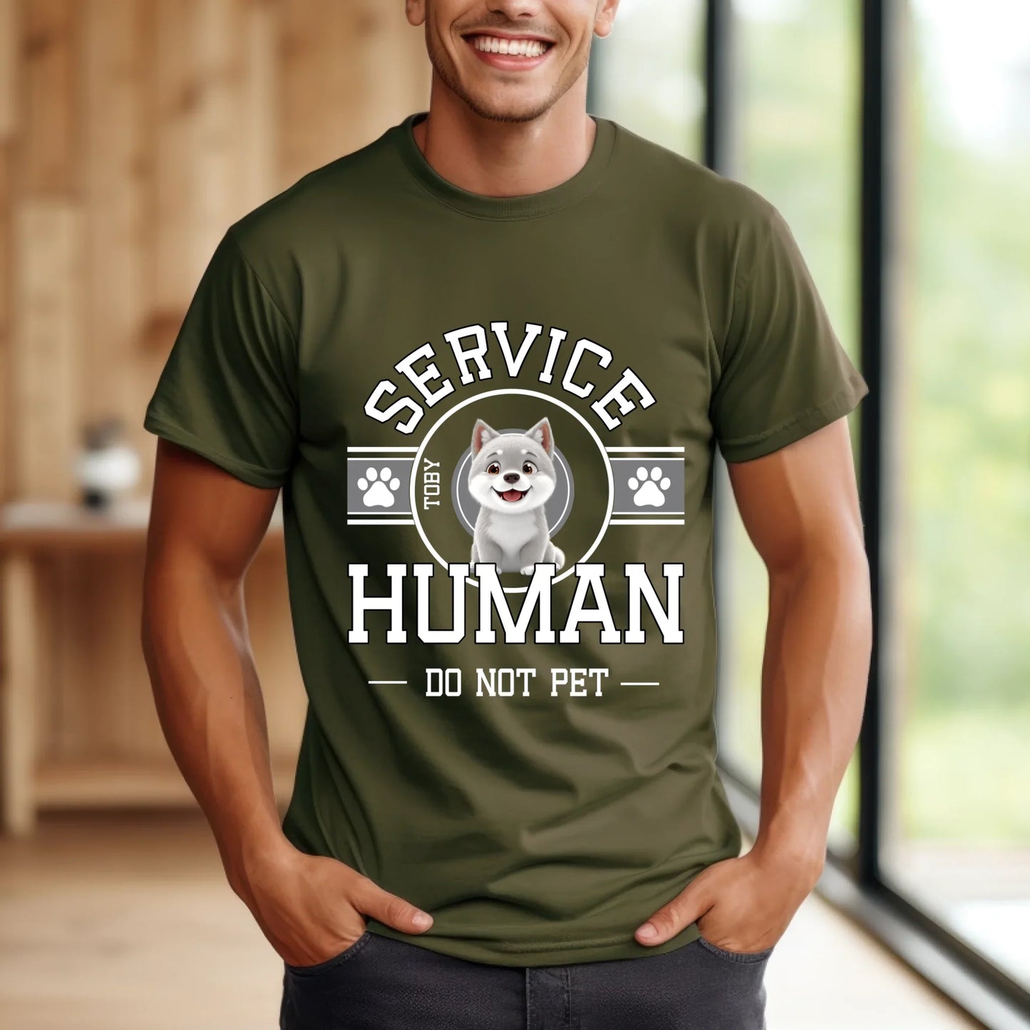 Custom Dog Service Human T-Shirt – Funny Pet Owner Shirt – Service Human Do Not Pet Tee (Customizable Dog... (Image 5)