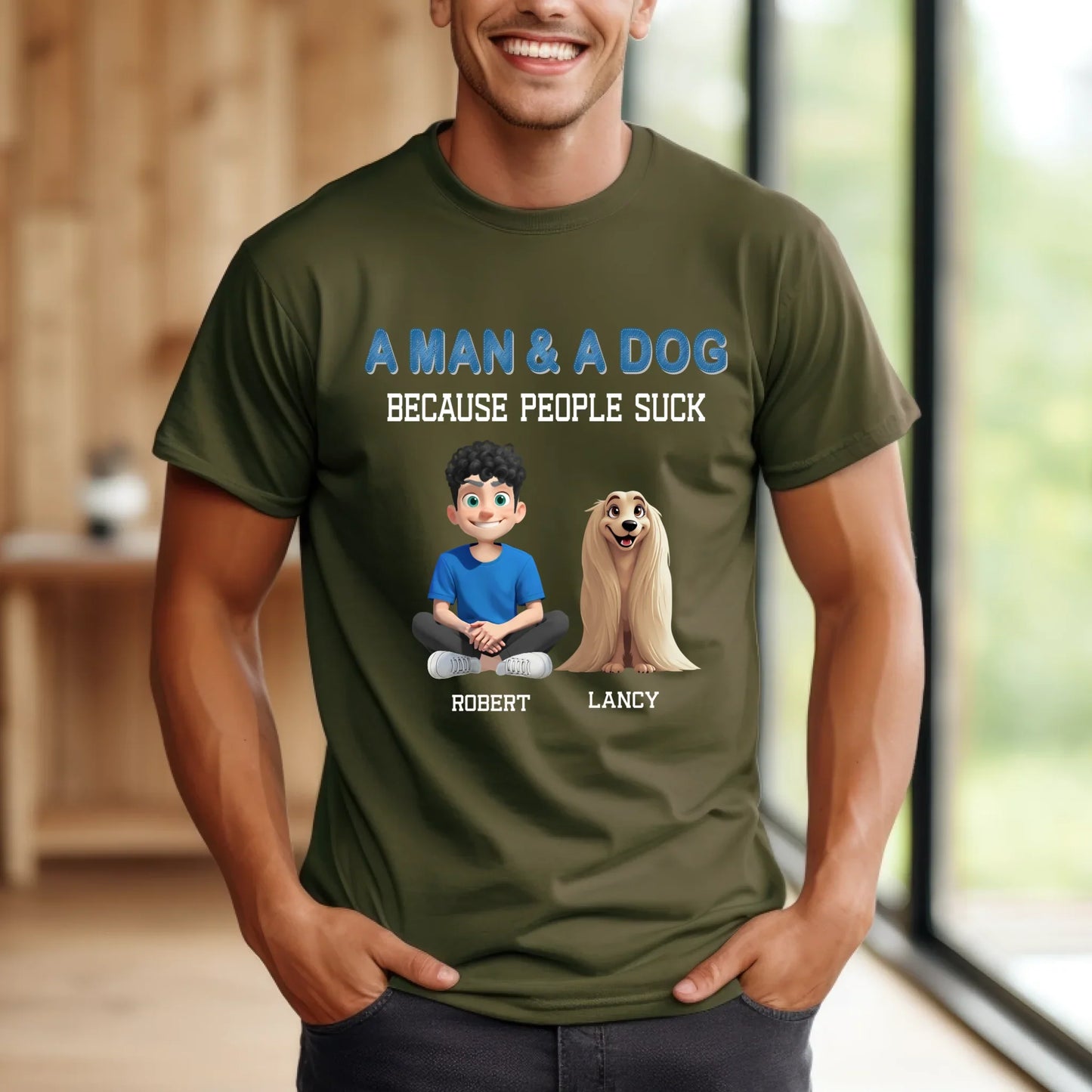 Custom “A Man & A Dog” Shirt – Personalized Characters & Names T-Shirt Hoodie, Sweatshirt | InkThreadWorks.com (Image 5)