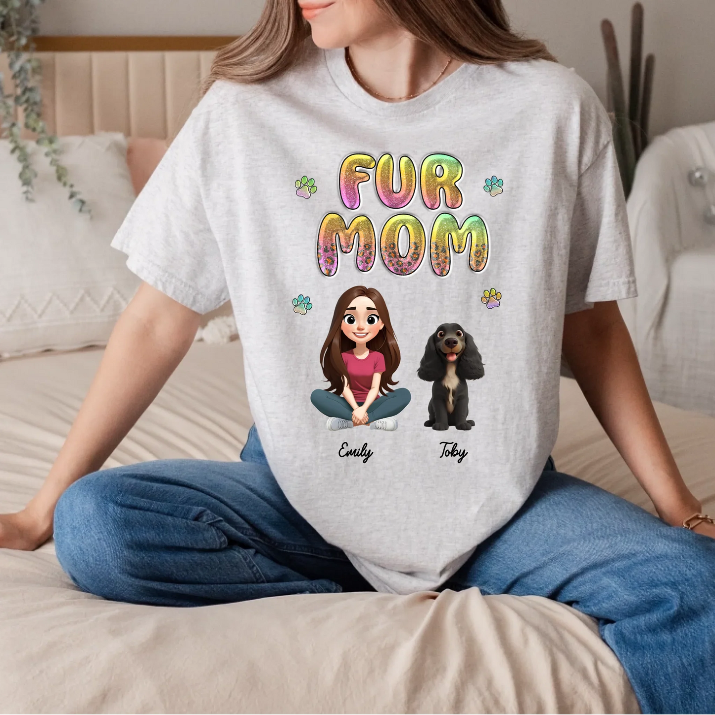 Custom “Fur Mom” Shirt – Personalized Pet & Owner Cartoon Character Tee Hoodie, Sweatshirt | InkThreadWorks.com (Image 5)