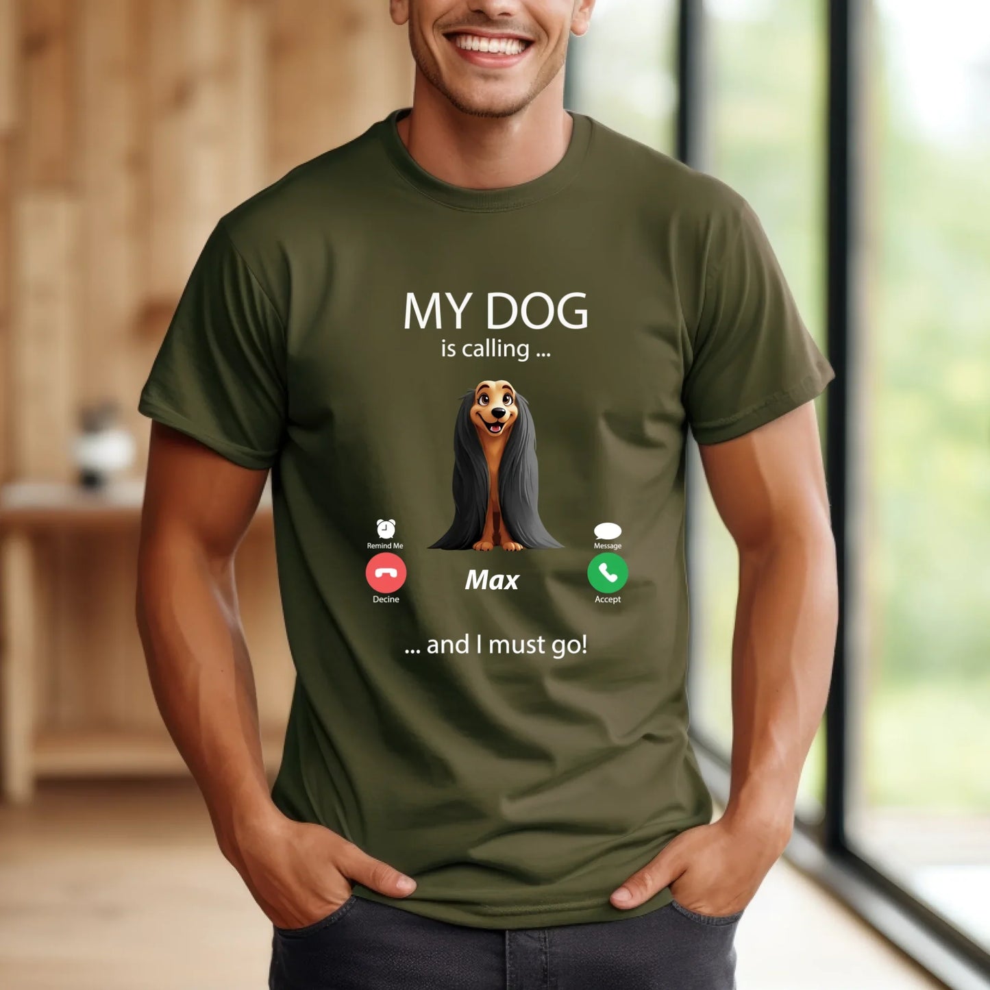 Custom Dog Shirt – “My Dog Is Calling” Personalized Pet & Name Tee Hoodie, Sweatshirt | InkThreadWorks.com (Image 5)