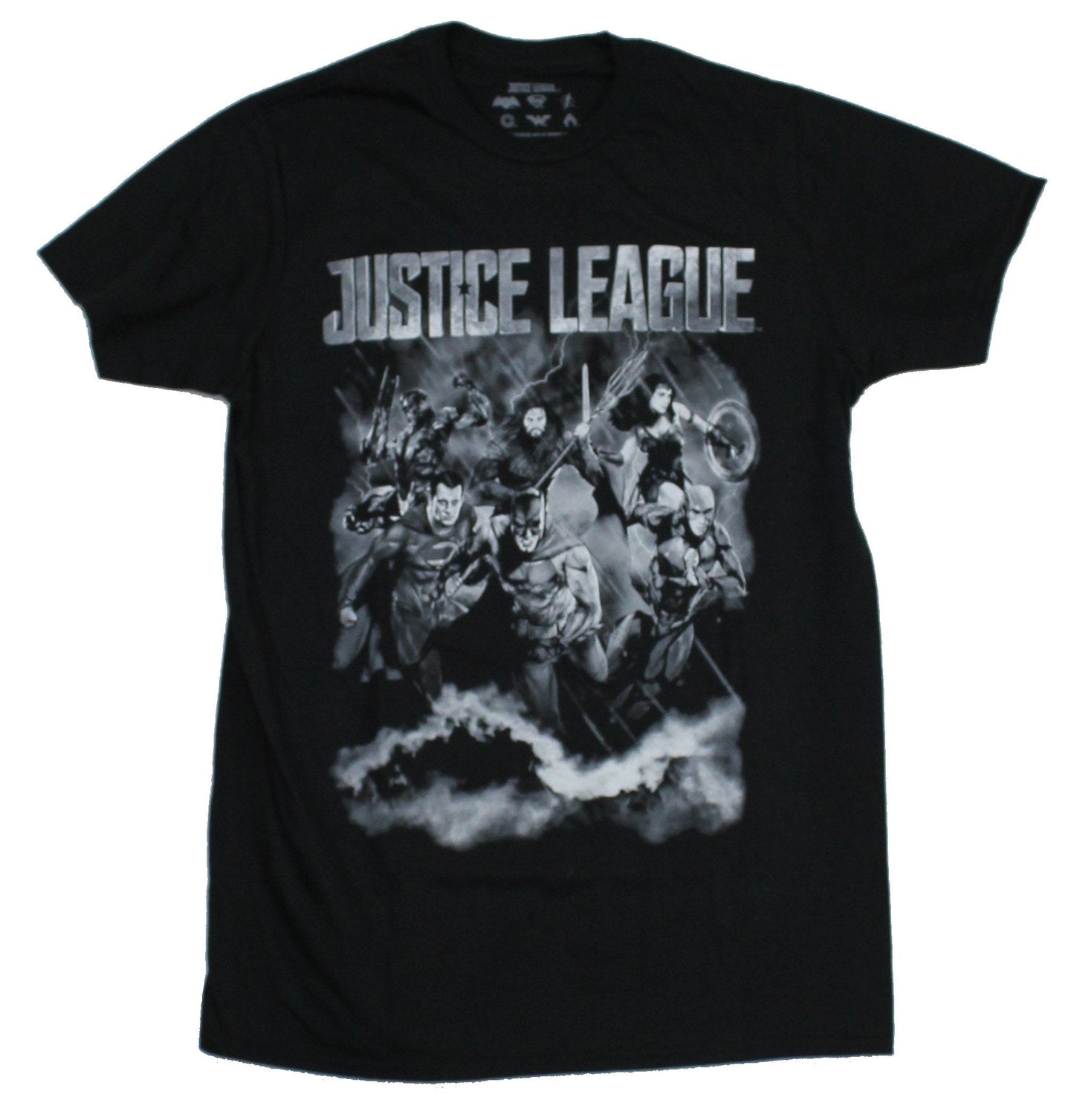 Justice League Mens T-Shirt - White Printed Photorealistic Action Team Image