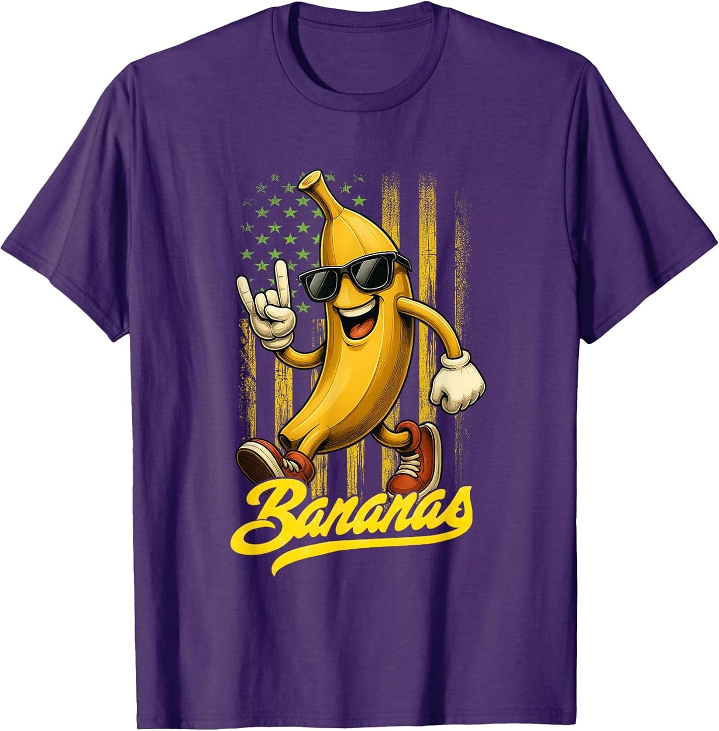 Funny Bananas Proud Name Retro American Flag Bananas Lover T-Shirt