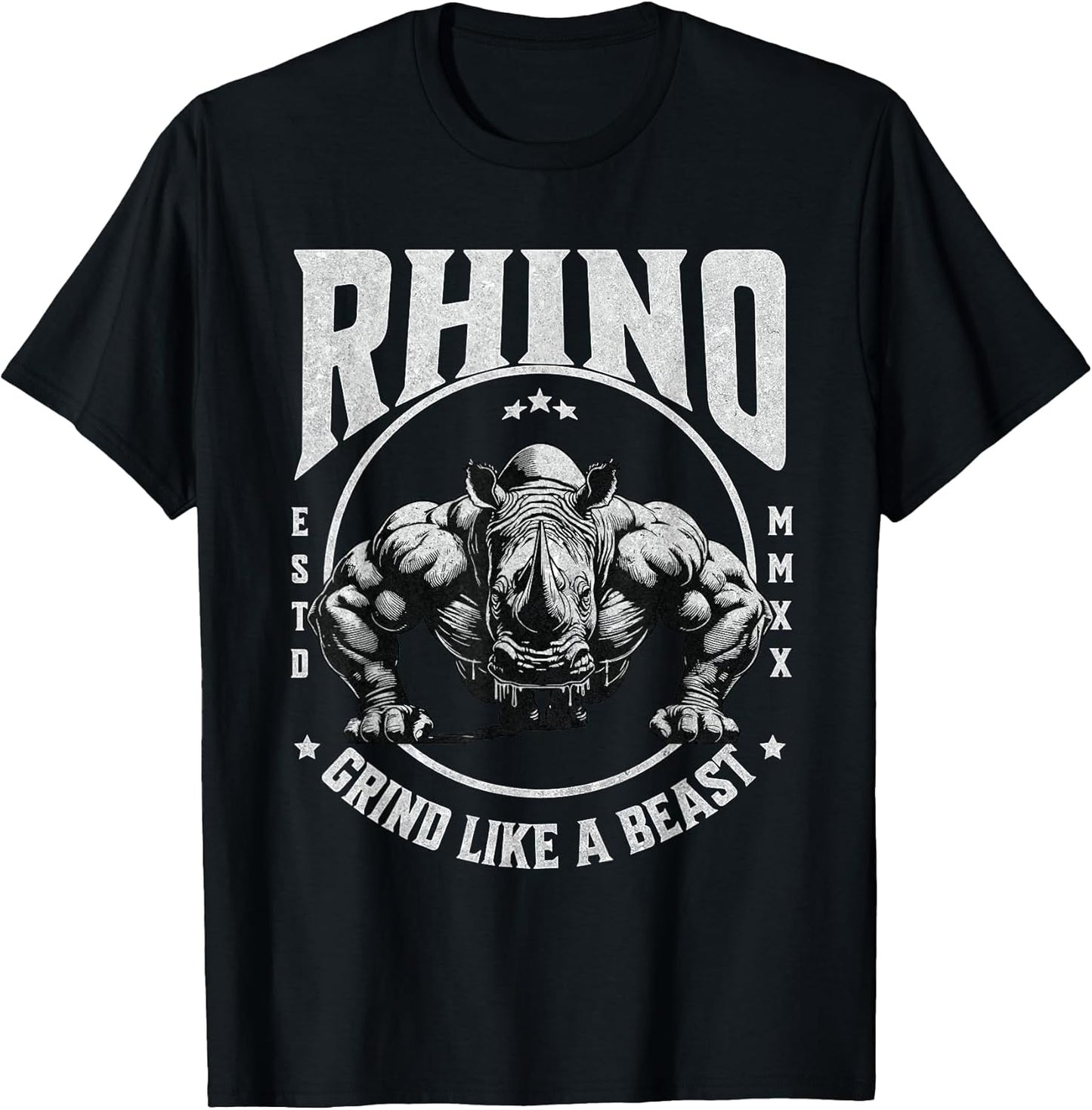 Rhino Grind Like a Beast Pushup Gym Motivation Workout T-Shirt