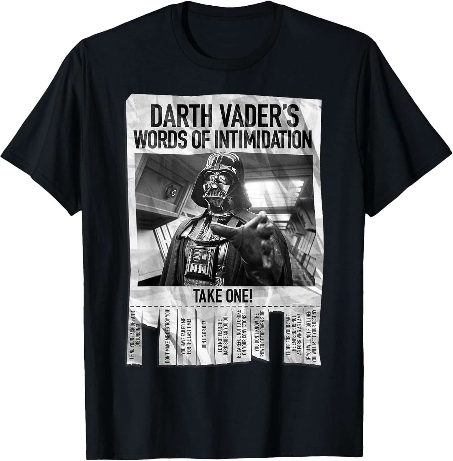 Darth Vader's Words Of Intimidation Poster T-Shirt