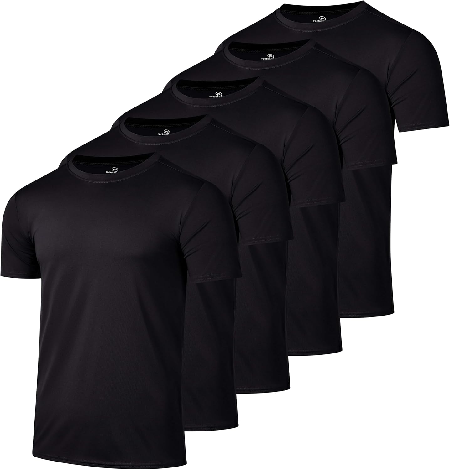 5 Pack: Men's Dry-Fit Short Sleeve Crew Neck T Shirts Fitness Running Gym Workout Cool Exercise Athletic Tee