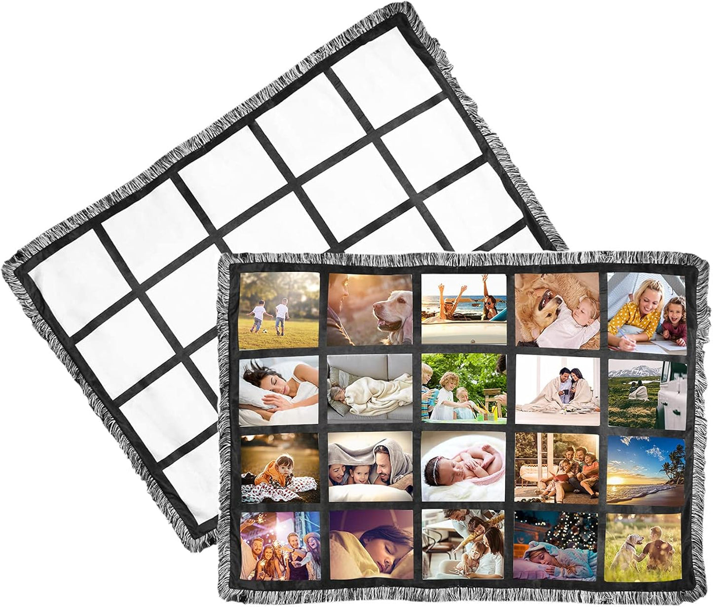 2 Pack 40"X60" Sublimation Blank Throw Blankets for Heat Press, Baby Printed Blanket, 100% Polyester, Custom Personalised Sublimation Photo with 20 Panel