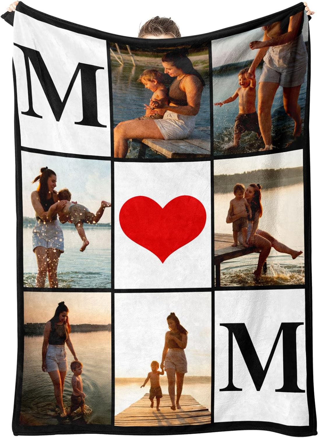 Custom Mothers Day Blanket for Mom Personalized Blankets with Photos Pictures Text, Customized Mother's Day Birthday Best Gifts for Mom Grandma Wife