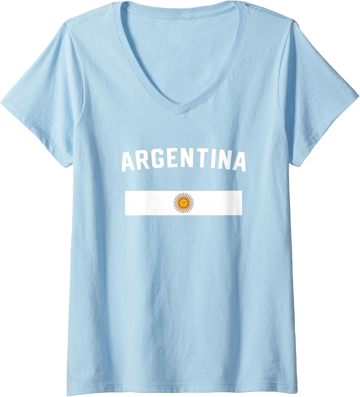 Womens I Love Argentina Minimalist Argentinian Flag V-Neck T-Shirt