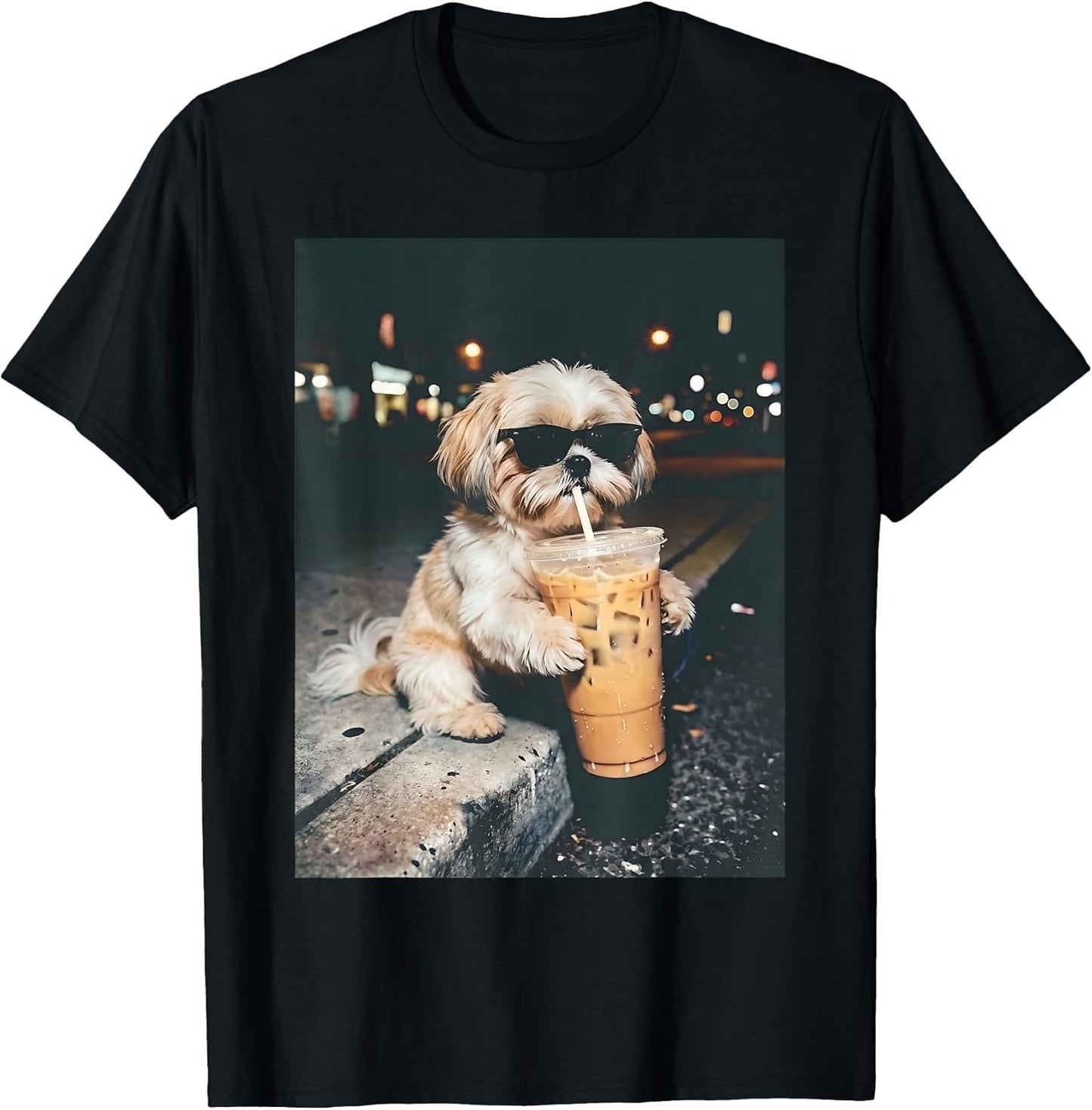 Shih Tzu Drinking Iced Coffee Funny Pet Lifestyle