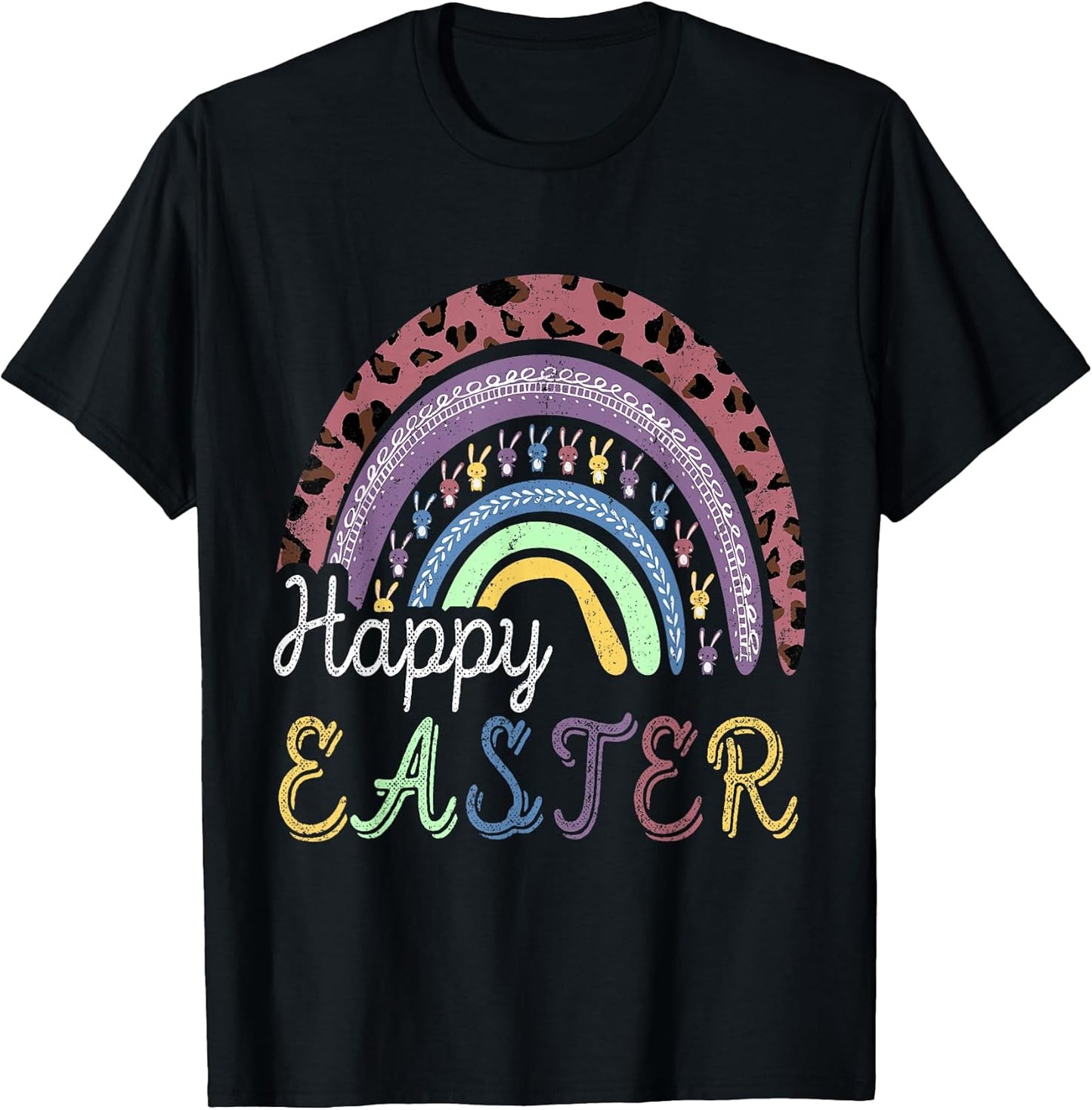 Happy Easter Day 2026 Rainbow Leopard Bunny Easter Bunnies T-Shirt
