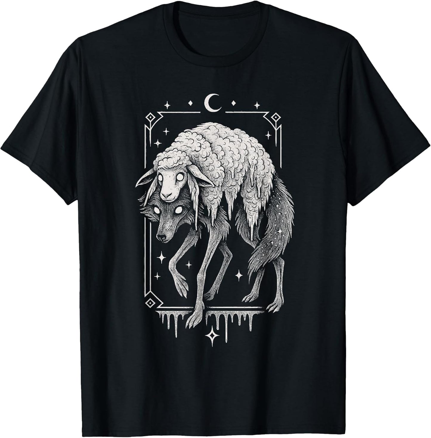 Wolf Sheep Horror Creepy Folklore Scary Goth Alt Aesthetic T-Shirt