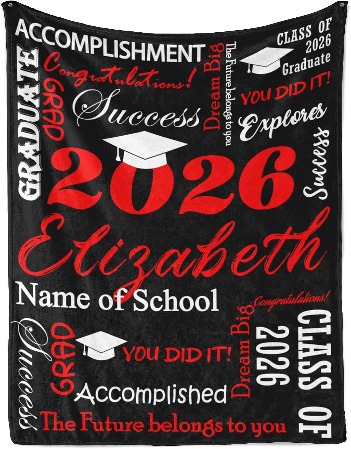 Dr.TOUGH Custom Graduation Gifts Blanket with Name School Personalized Class of 2026 Graduation Blankets for Him Her Customized Throw Blanket for High School College Graduation Gifts