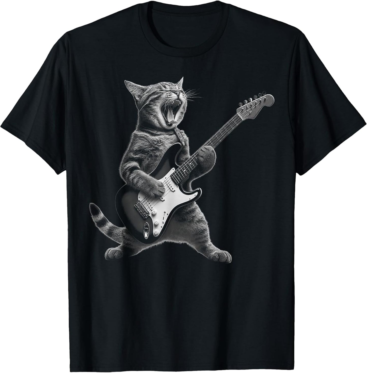 Funny Cat Playing Guitar Rock and Roll Gifts Men Women Kid T-Shirt