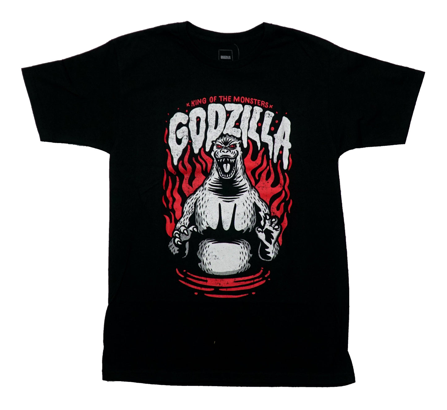 Godzilla Mens T-Shirt - King of Monsters Drawn Graphic Red, White, Black