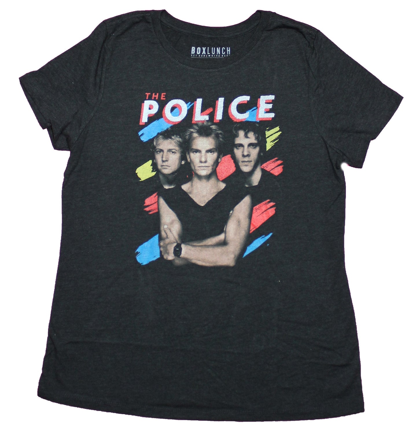 The Police Girls Juniors T-Shirt - Classic 80s Style Band Photo With Color Splash
