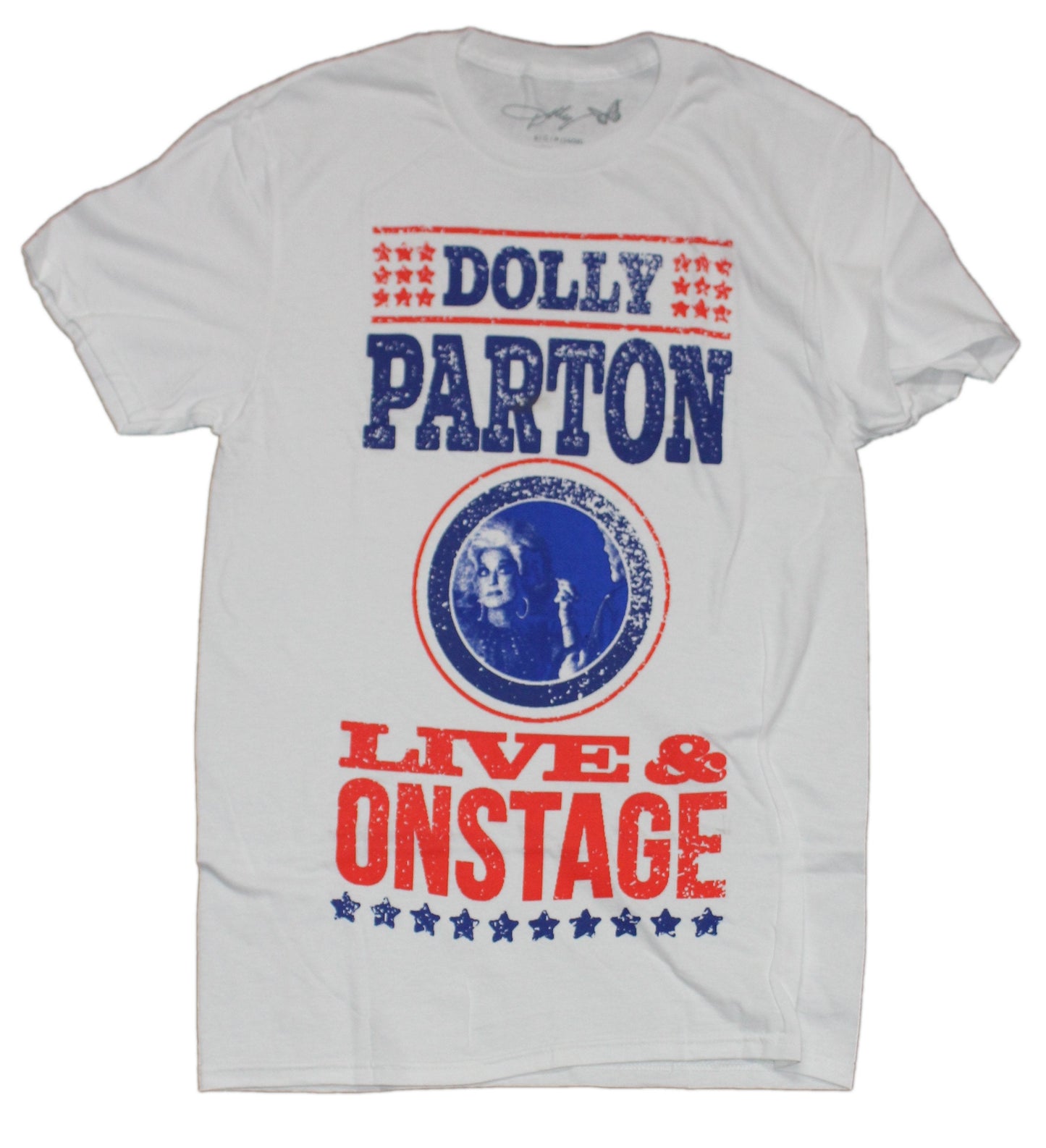 Dolly Parton Mens T-Shirt - Live on Stage Poster Style Image