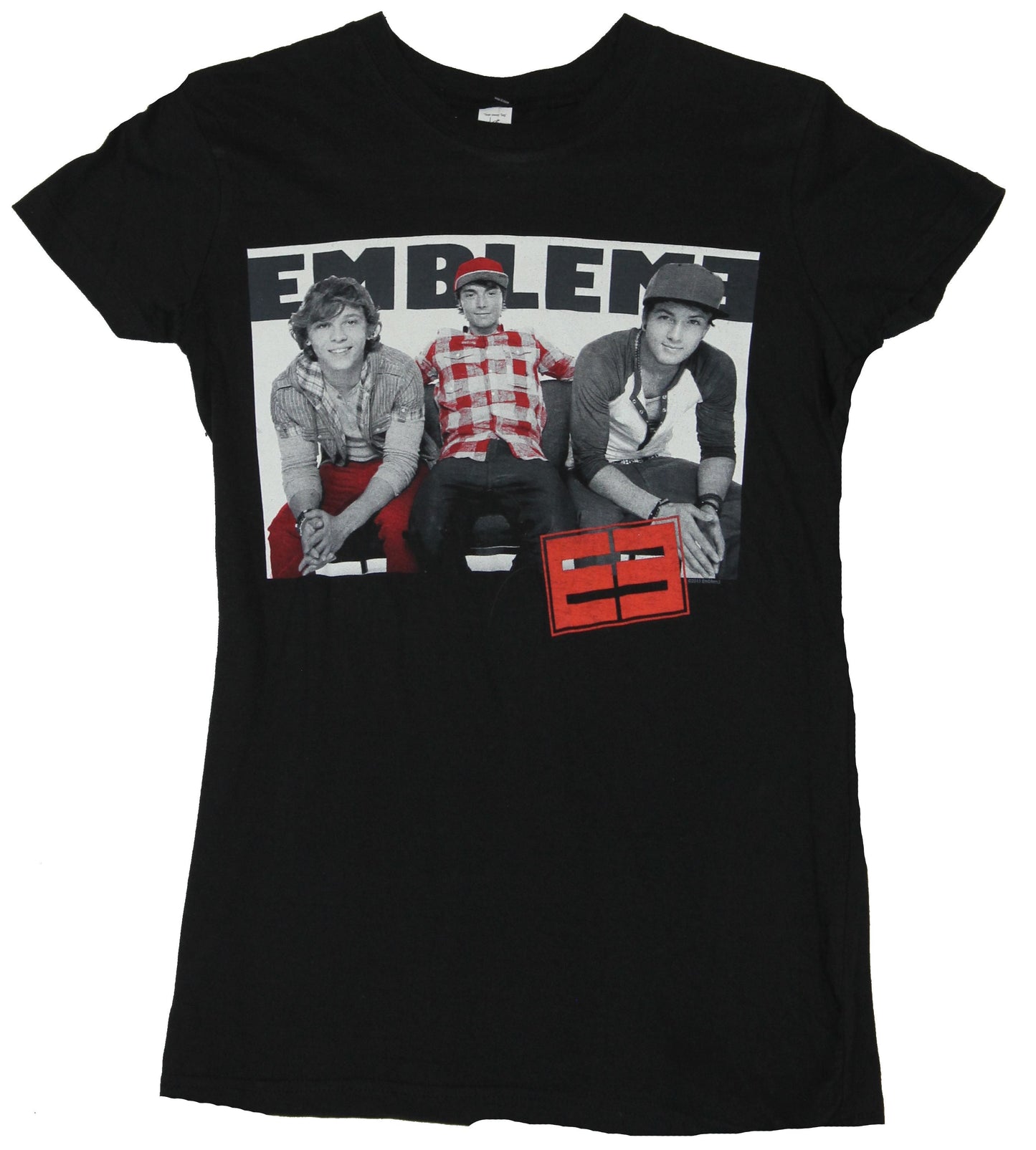 Emblem Girls Juniors T-Shirt - Black White And Red Photo Image