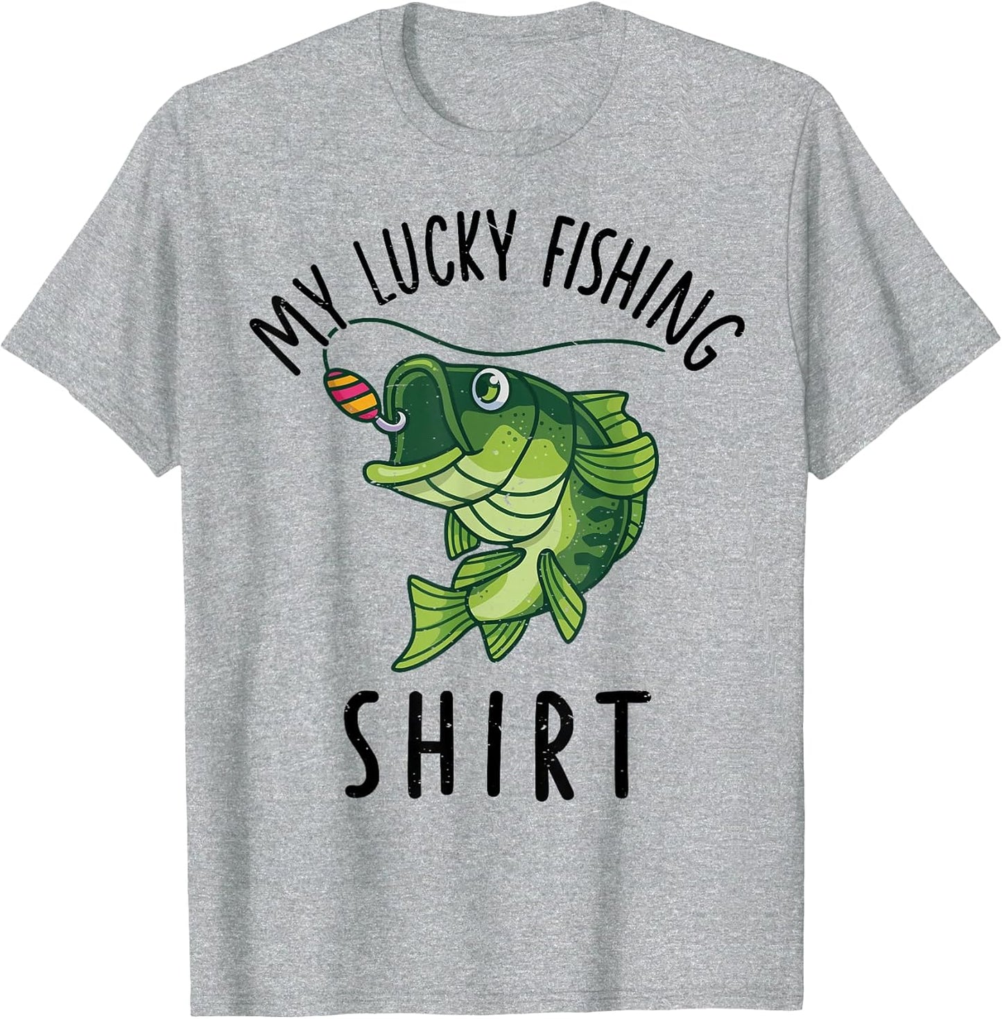 Boys My Lucky Fishing-Shirt Bass Fish Kids Funny Fishing T-Shirt