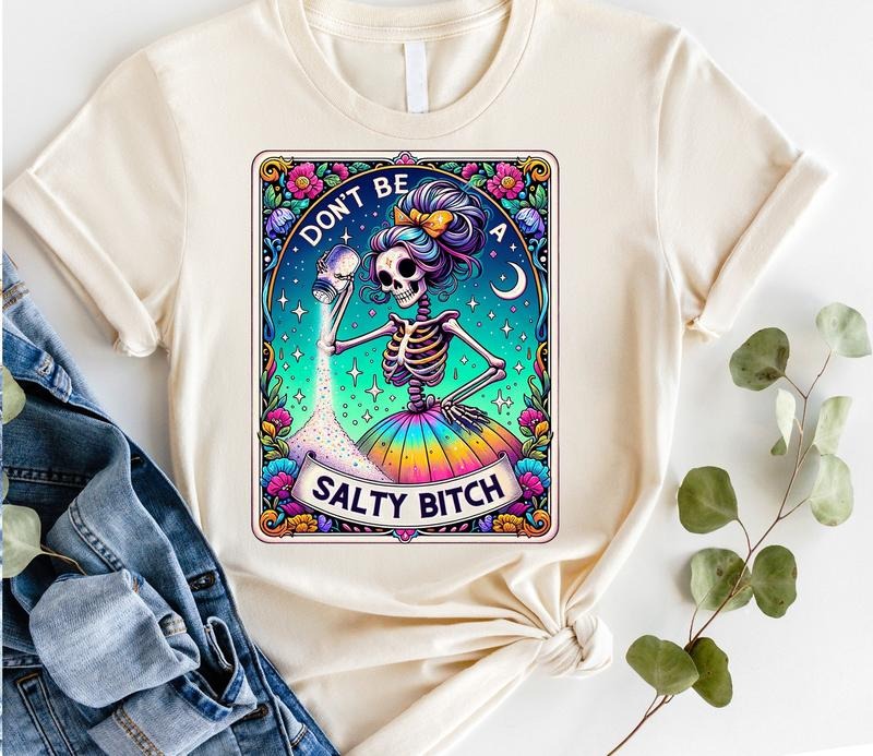 #812 - Don't Be a Salty B Tarot Card Design - Print Unisex Crew neck Tee T-shirt