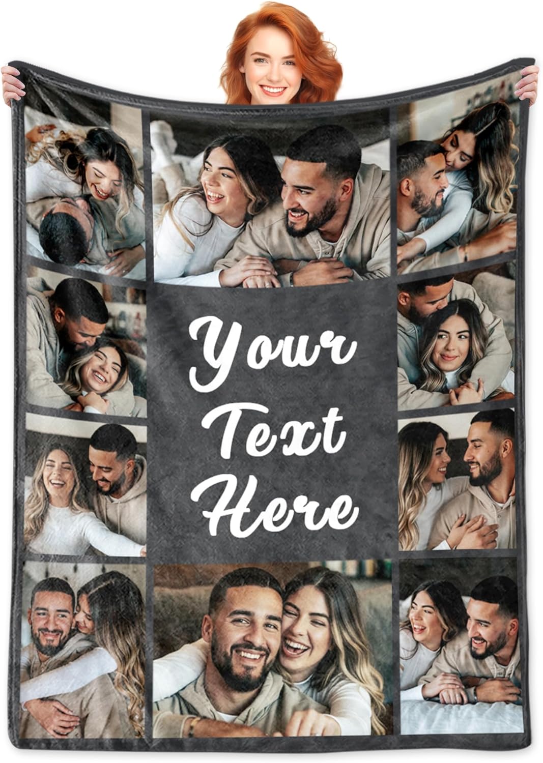 CusCosCes Custom Blanket with Picture Text Christmas Birthday Gifts for Boyfriend Girlfriend Wife Husband, Personalized Fleece Photo Throws Blankets for Adult Mom Dad White Elephant Gifts