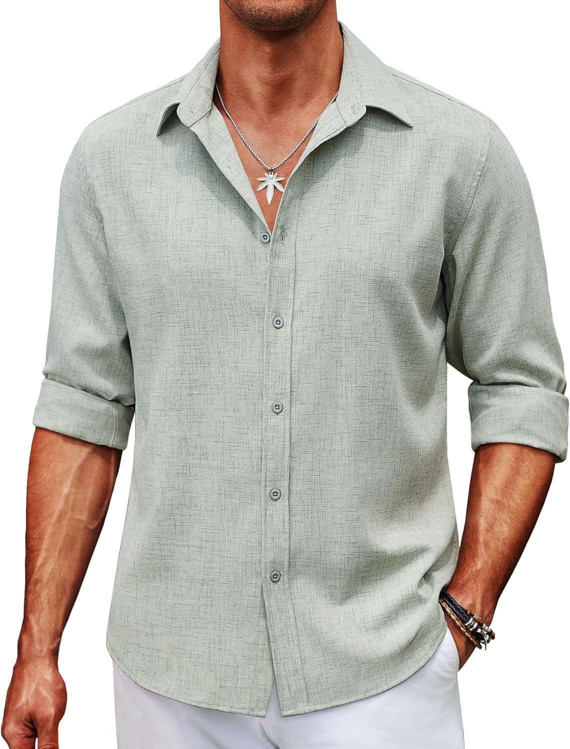 Mens Button Down Shirt Long Sleeve Untucked Shirts Regular Fit Casual Dress Shirts
