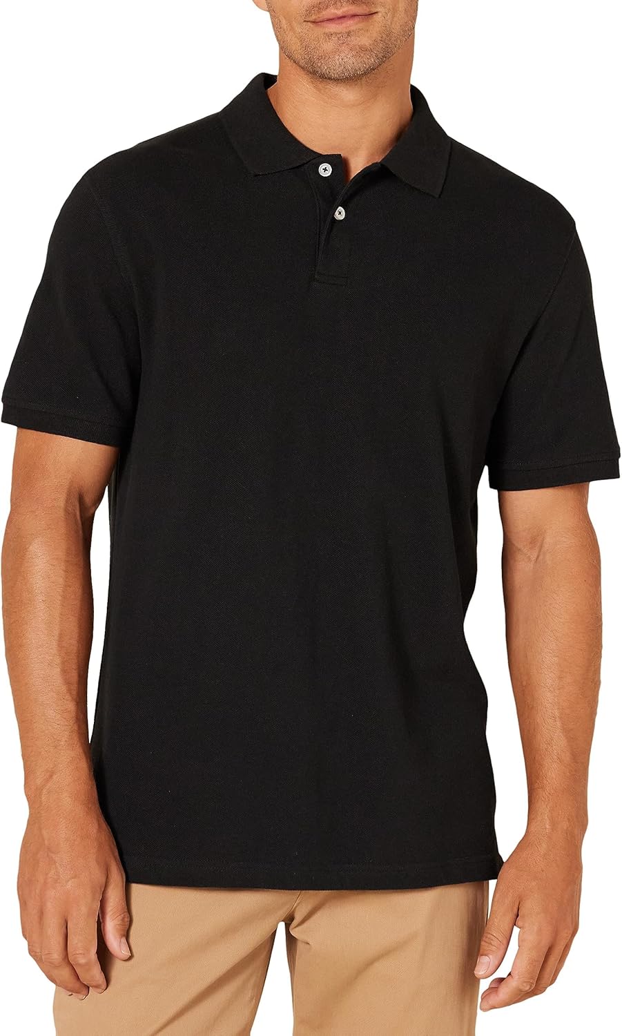 Men's Slim-Fit Cotton Pique Polo Shirt, Short Sleeve, Collared
