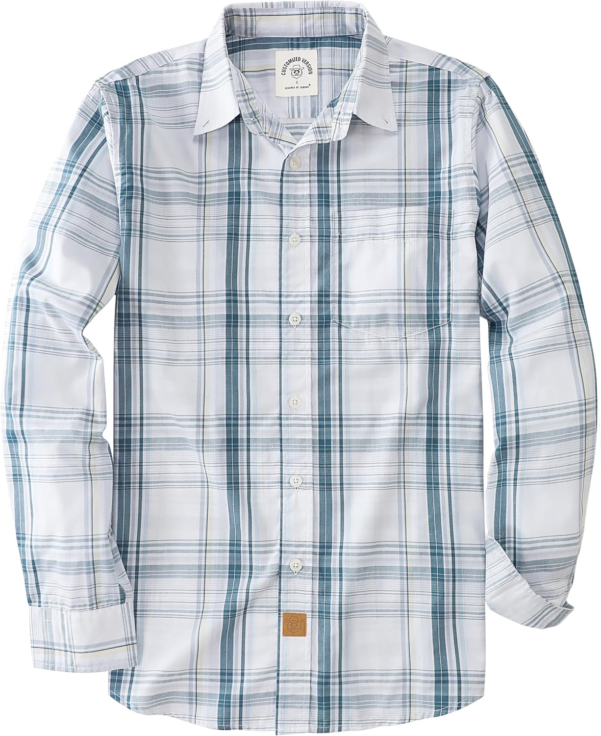 Mens Long Sleeve Button Down Shirts Plaid Casual Work Cotton Vintage Soft with Pocket Regular Fit