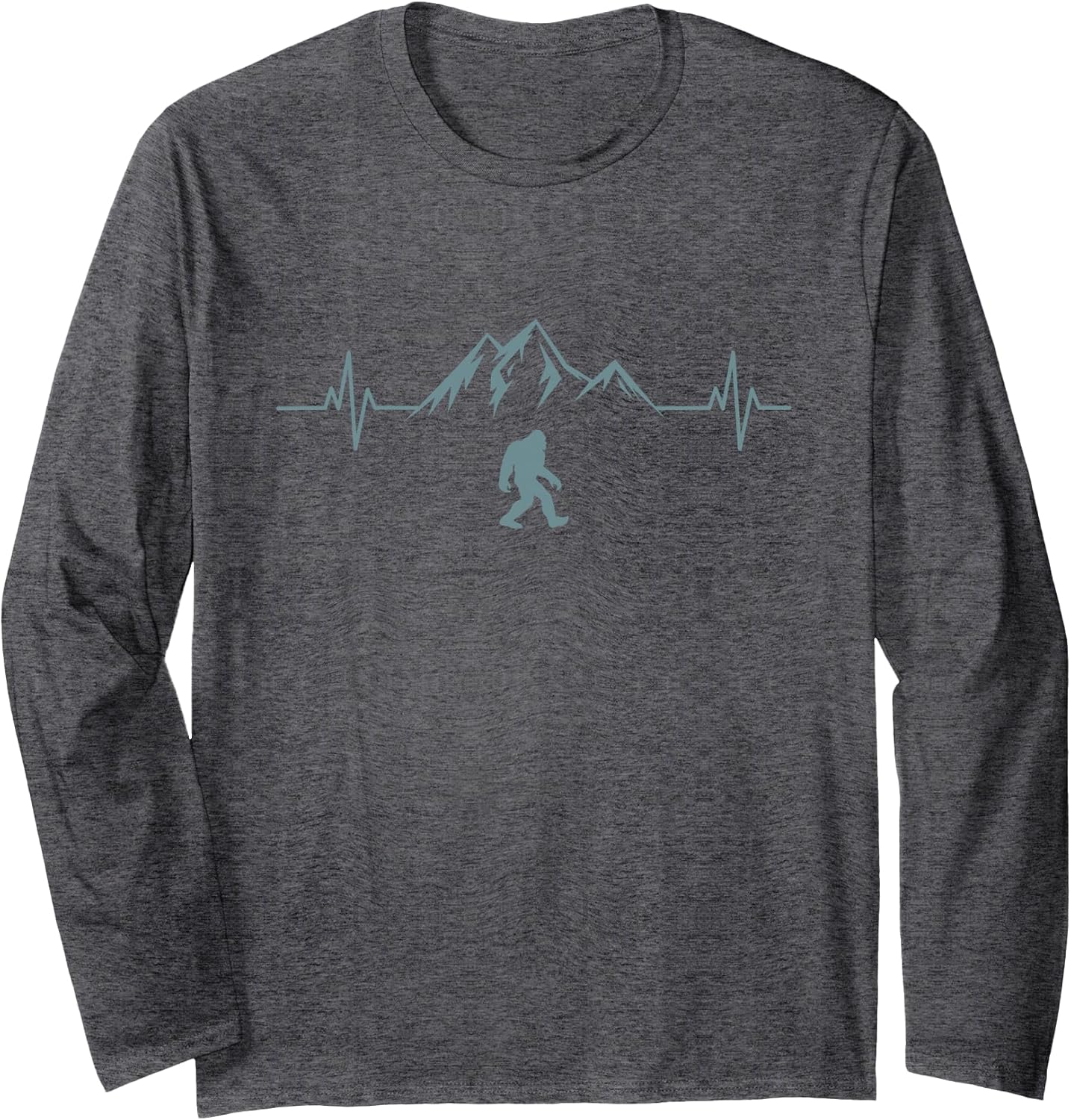 Bigfoot Heartbeat Sasquatch Squatch Minimalist Mountains Tee Long Sleeve T-Shirt
