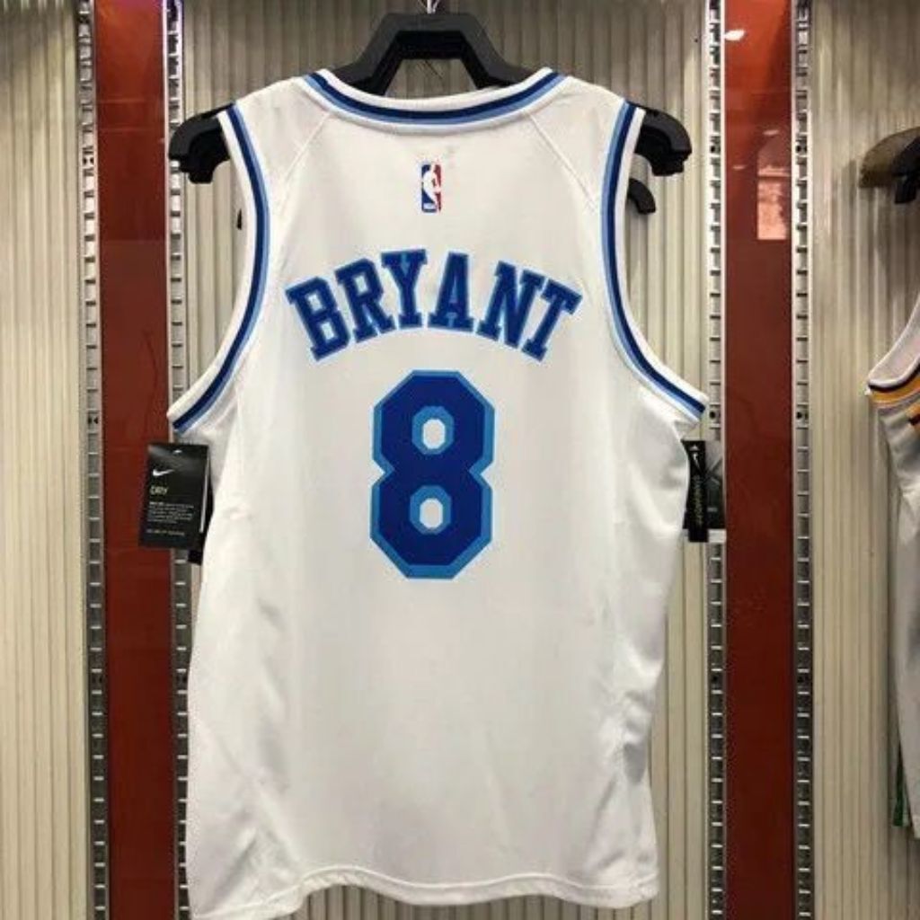 8 bryant lakers crenshaw jersey white Style 1