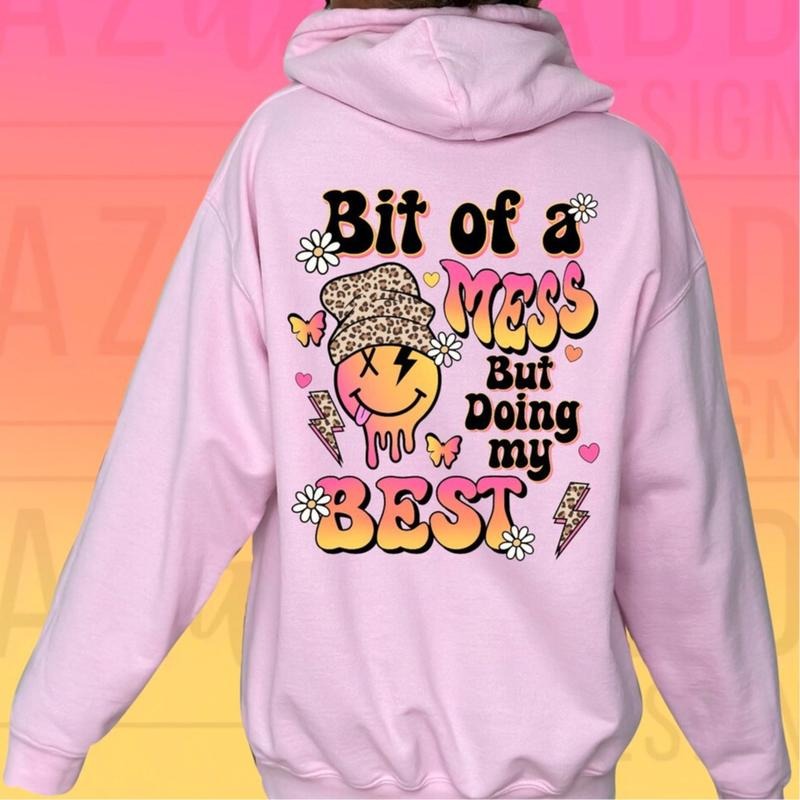 A Bit of a Mess but doing My best Crewneck Sweatshirt Casual Soft T-Shirts, Hoodie | InkThreadWorks.com