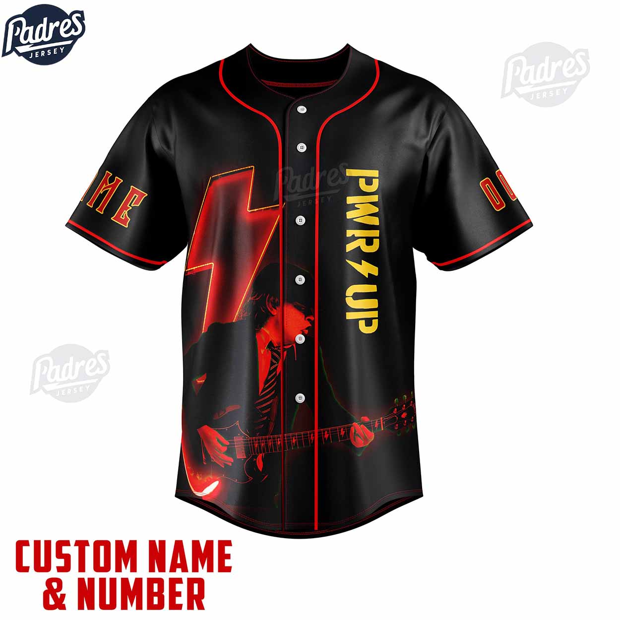 ACDC PWR UP Tour 2024 Custom Baseball Jersey - Padres Jersey Oasis: Elevate Your Baseball Style Game
